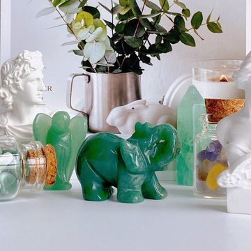 HYTIREBY Tierfigur Kristalle Elefant Deko Aventurin Elefanten Statue Dekoration (1 St), Handgeschnitzt Skulptur Büro Deko Geschenk 1,5"