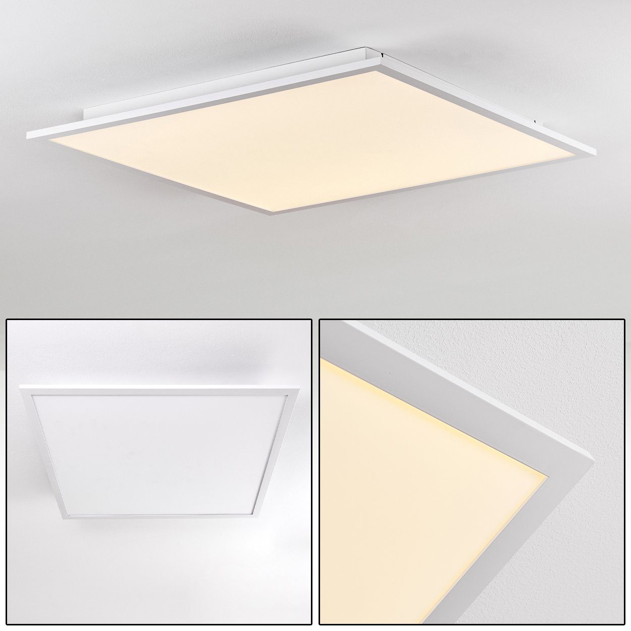 hofstein Panel »Vacil« LED Panel modernes Deckenpanel aus Aluminiumin Weiß, 3000 Kelvin, 40 Watt, 4800 Lumen, eckige Deckenlampe in flachem Design