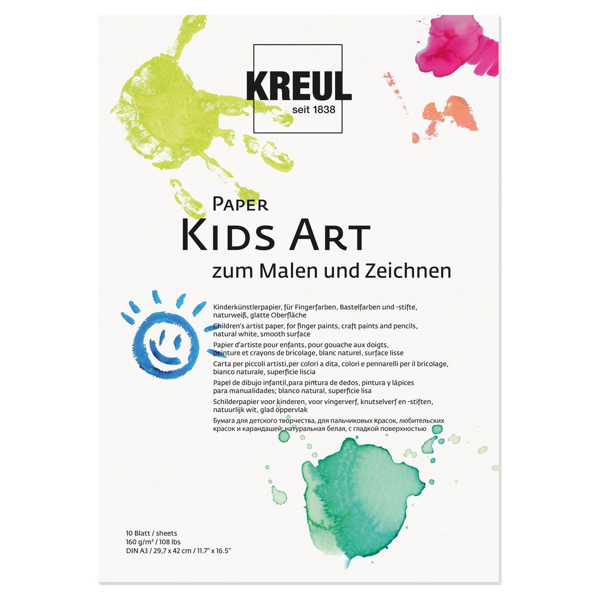 C. KREUL Kraftpapier KREUL Kinder-Künstlerpapier KIDS ART 160g/m² naturweiß DIN A3 10 Blatt