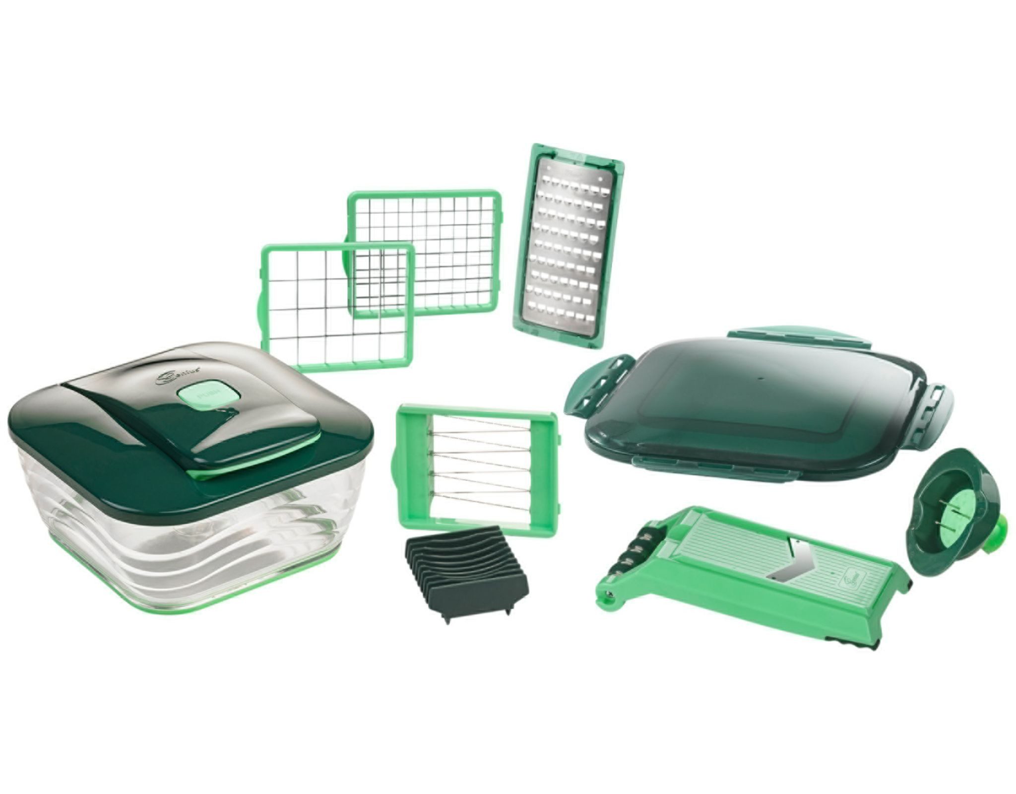 Genius Gemüseschneider Chef, 0 W, 13-teilig, XXL Auffangbehälter Set, mit Zubehör