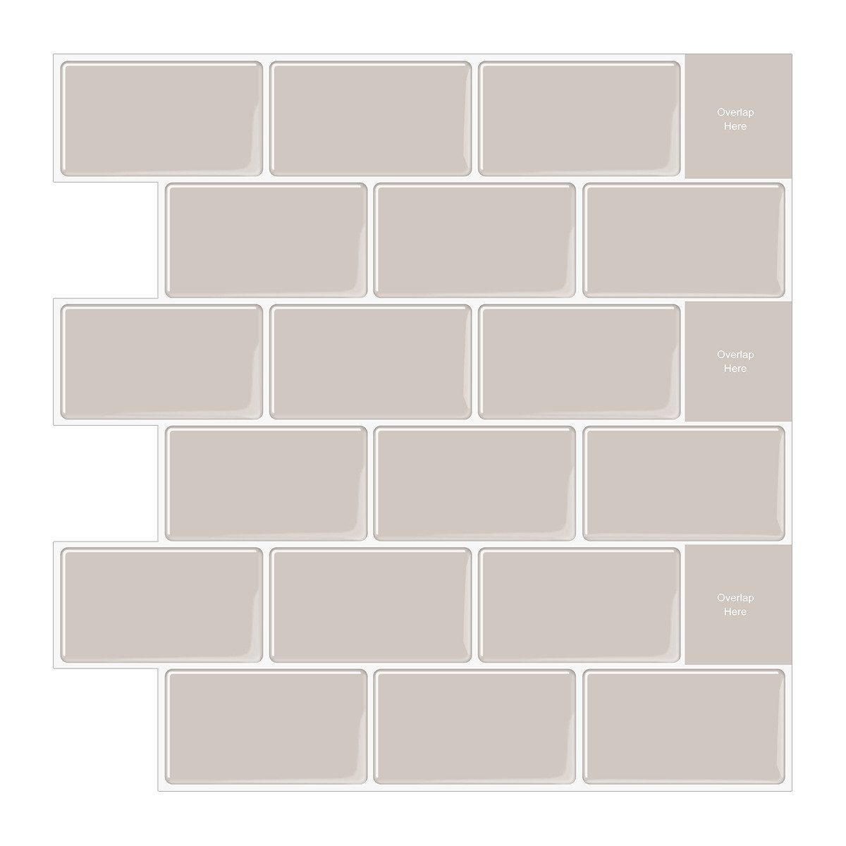 Agger Fliesenaufkleber 10-Stück Klebefliesen Fliesenfolie Wandaufkleber 30.5 x 30.5 cm (10 St), Metro Fliesen Fliesendekor Selbstklebend Wandfliesen RV Küche Bad