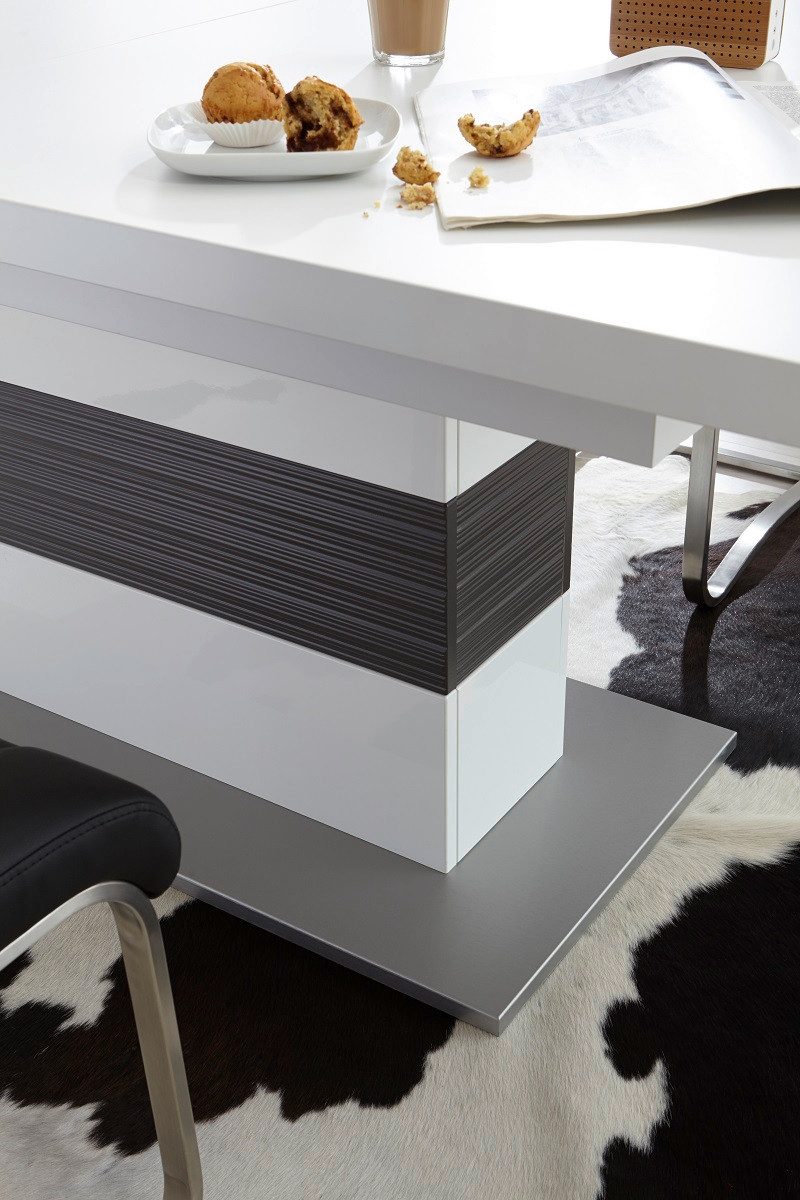 MCA furniture Esstisch Esstisch Säulentisch Trento ausziehbar weiß Hochglanz 180(280) x 100 (No-Set)