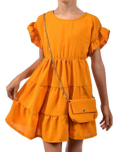 KMISSO Sommerkleid Mädchen Kleid schwingender Rock und Tasche (1-tlg) bequem zu tragen