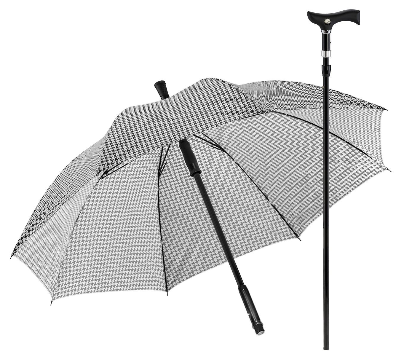 Stockshop Gehstock DUETT HAHNENTRITT Gehstock im Regenschirm, höhenverstellbar 80-83 cm