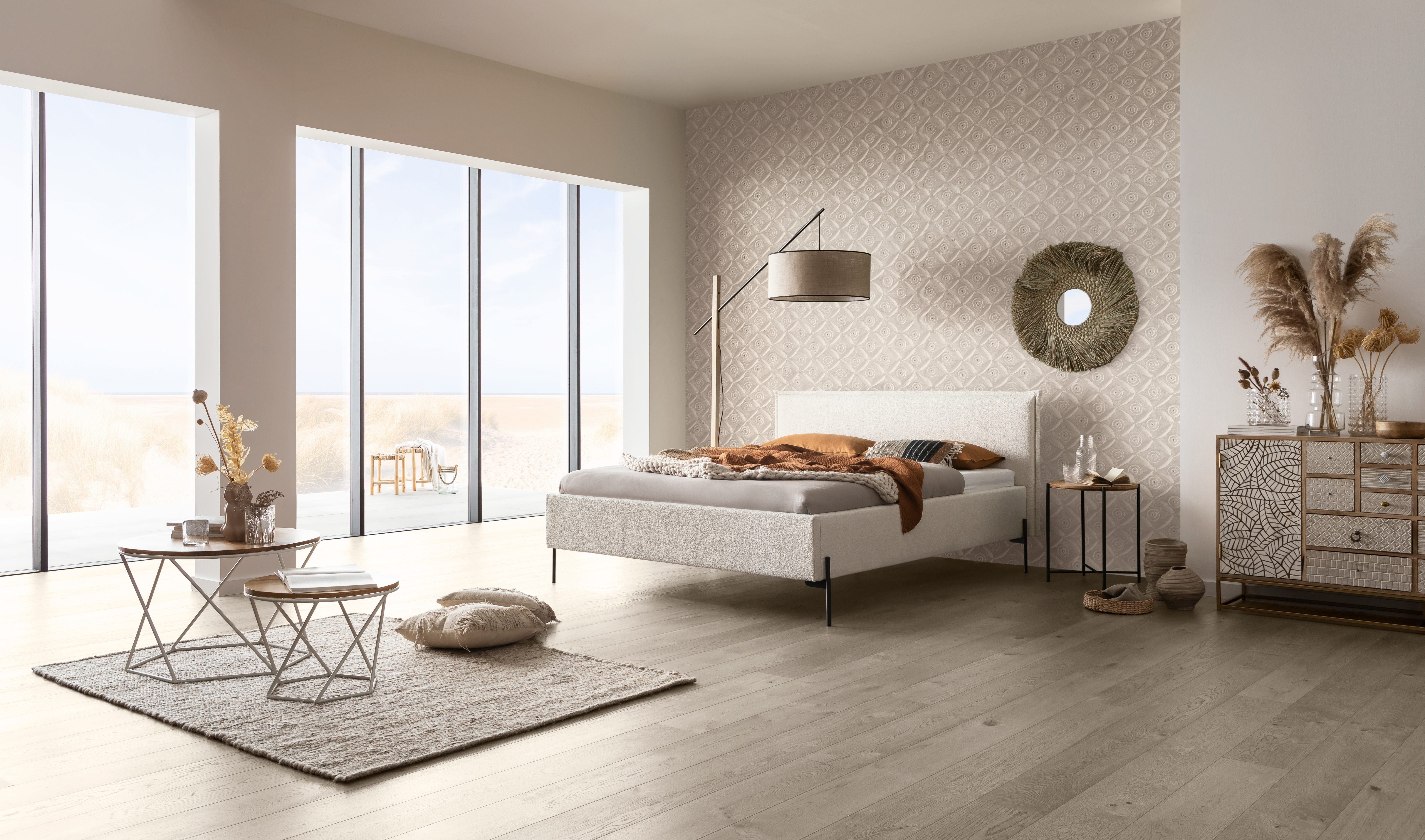 HASENA Polsterbett Nora, mit trendigem Bouclestoff, Rahmenhöhe von 23 cm und 4 Einlegetiefen