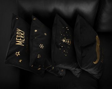 Kissenbezüge 4 x Kissenbezug aus Mikrofaser für Weihnachten Kissenhüllen 45 x 45 cm, MyBeautyworld24