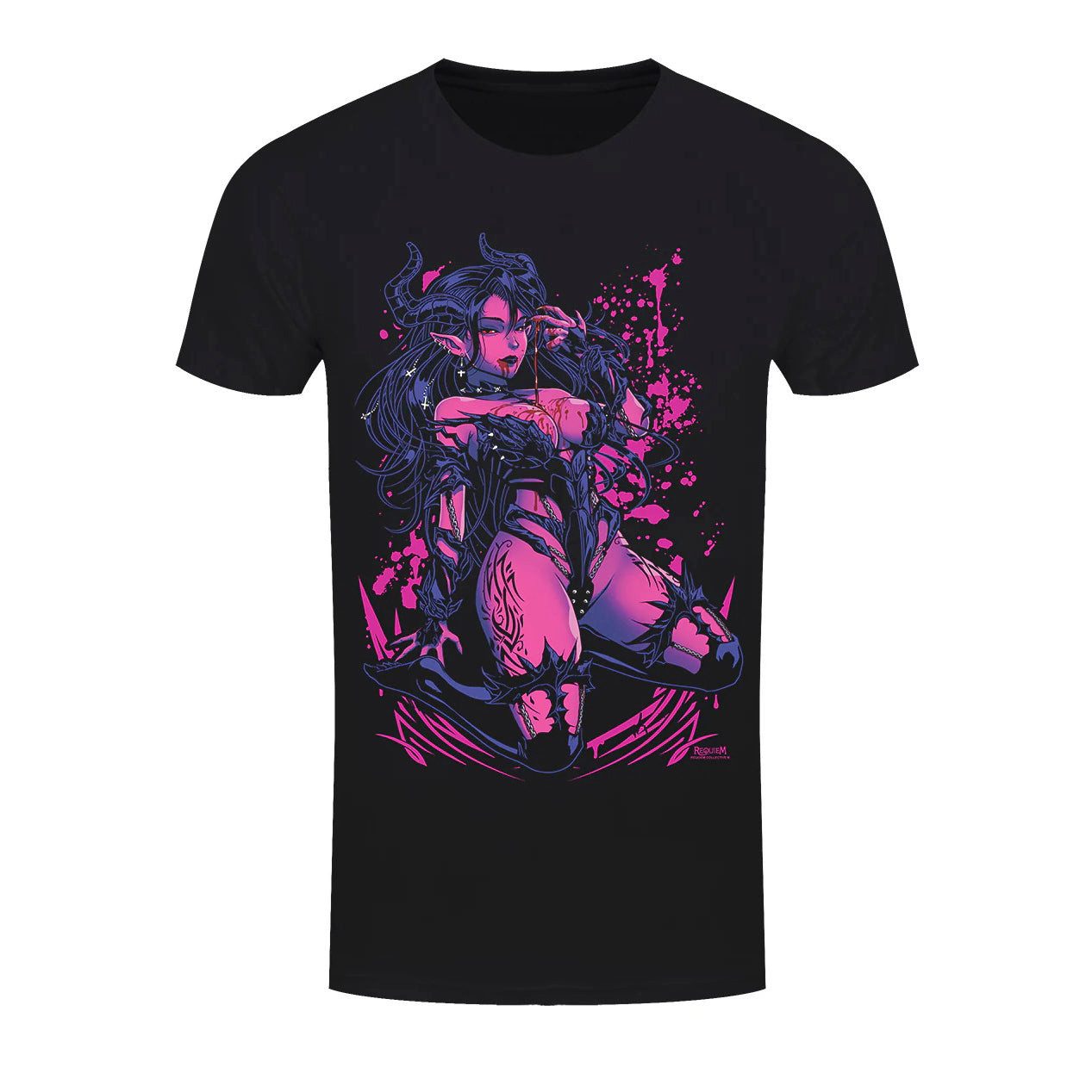 Grindstore Print-Shirt Anime Shirt in schwarz Requiem Collective Kat Gothic Shirt Anime aus Baumwolle mit Print