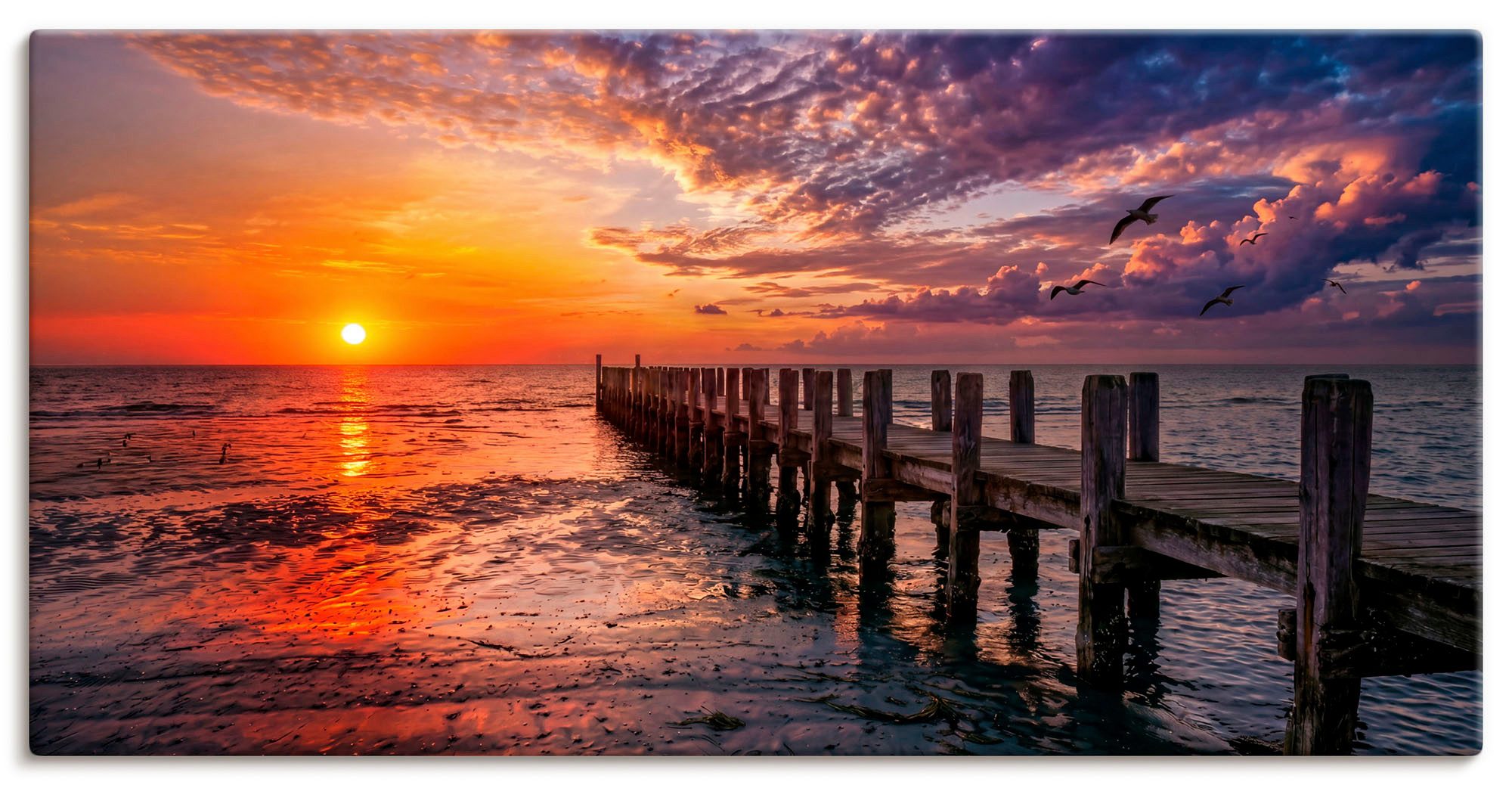 OTTO home Leinwandbild Steg mit Sonnenuntergang, Meer Bilder (1 St)
