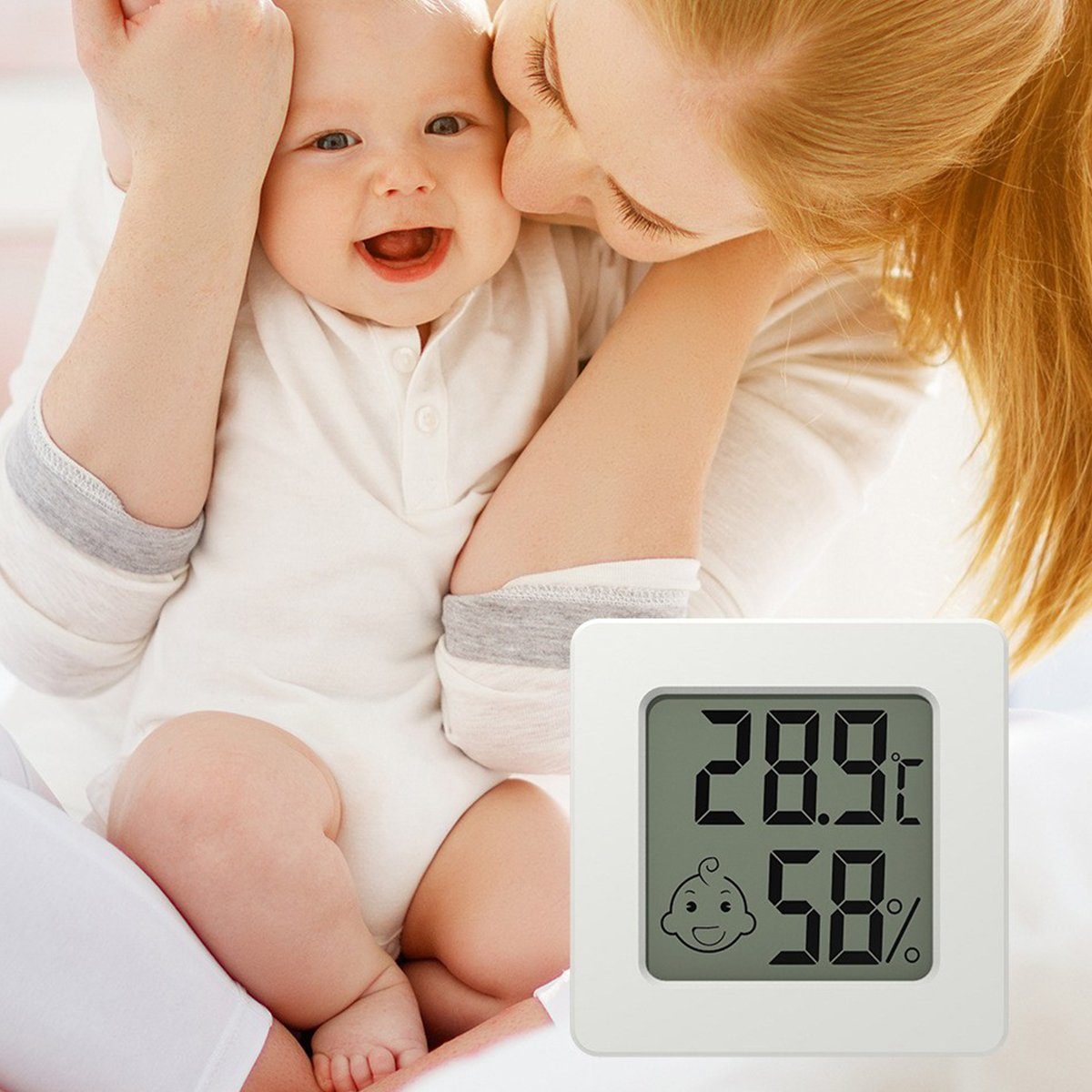 XDeer Raumthermometer Mini für Monitor Temperatur Digital Babyraum Weiß Hygrometer Raumthermometer, Innenraum Thermometer Innen