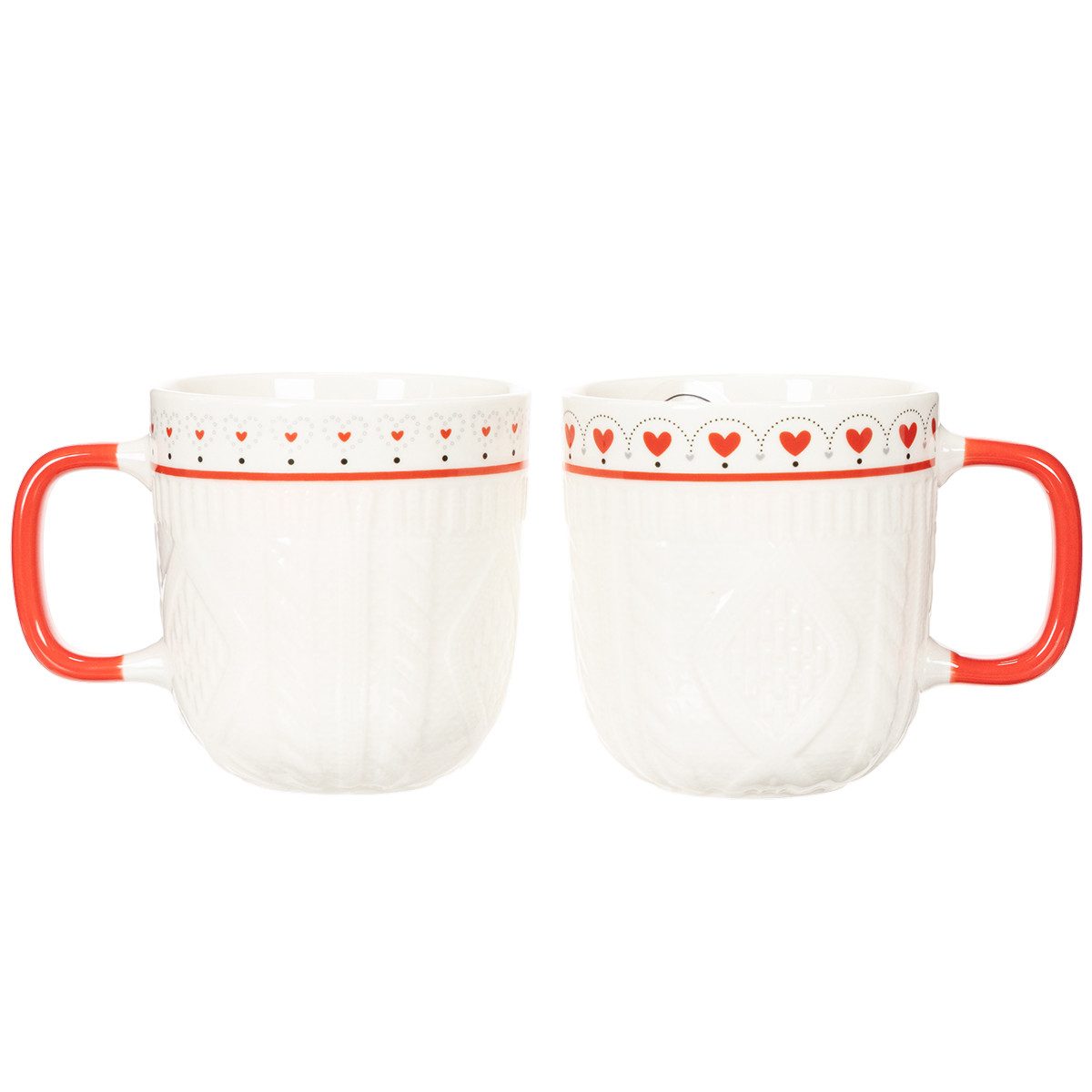 Kaemingk Weihnachtsmann Kaffeetasse mit dekorativem Herzmotiv und Strickdesign aus, 2 Stück
