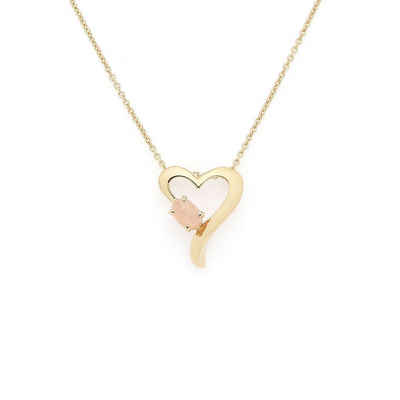 Carolin Stone Jewellery Herzkette vergoldeter rosa Herz Mondstein Anhänger für feminine Stärke (1-tlg)