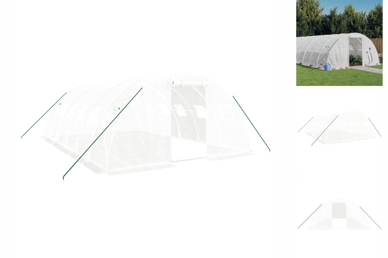 vidaXL Gewächshaus Foliengewächshaus Treibhaus Gewächshaus mit Stahlrahmen Weiß 24 m² 6×4 weiß | Rabatt: 24%