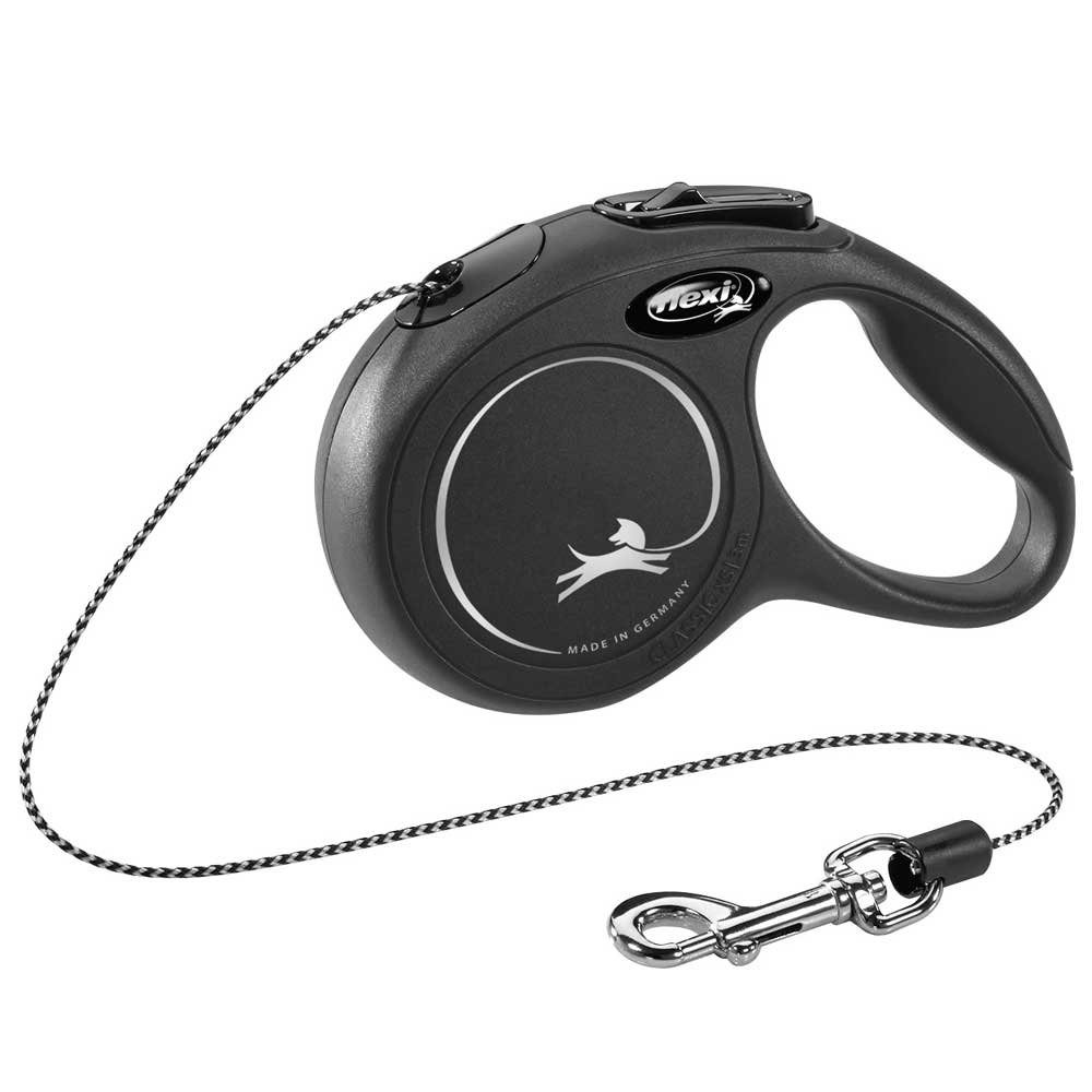 Flexileine FLEXI Rollleine New CLASSIC Seil - 3m, bis 8kg Farbe: Schwarz