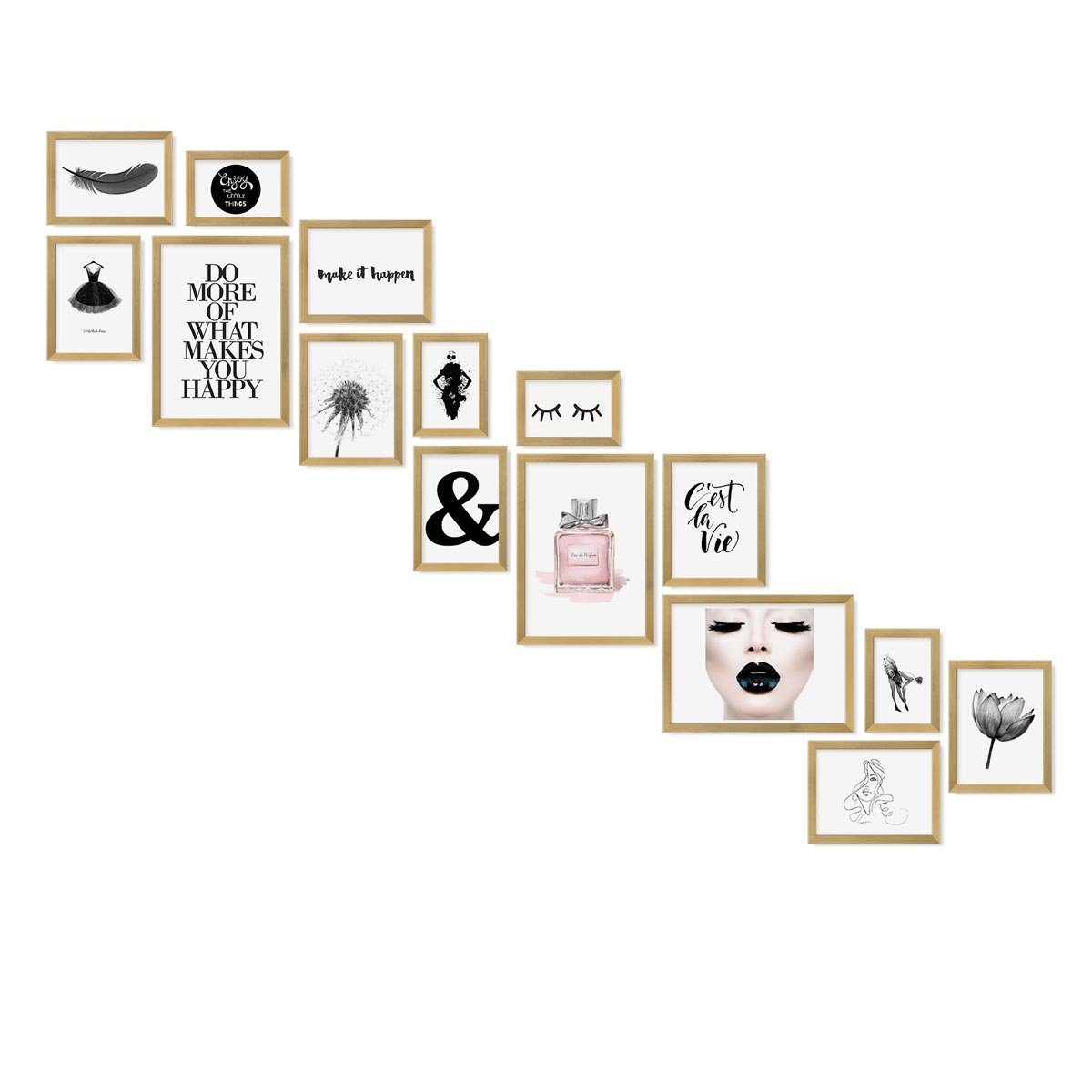 PHOTOLINI Bilderrahmen 15er Set Modern Schmal 10x15 bis 21x30 cm günstig online kaufen