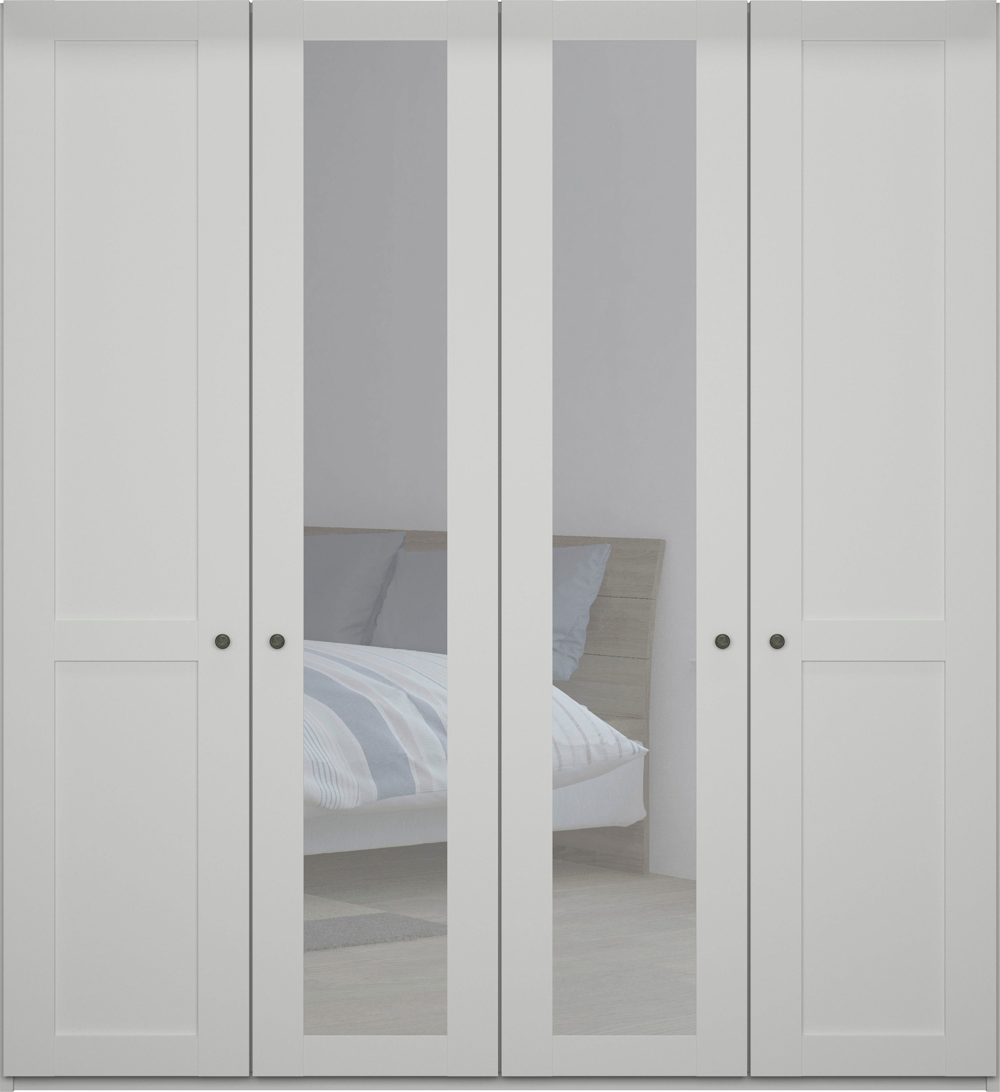 WIEMANN Kleiderschrank Göteborg, mit 95° Öffnungswinkel, Made in Germany inkl. Spiegel und Türendämpfung, moderner Landhausstil
