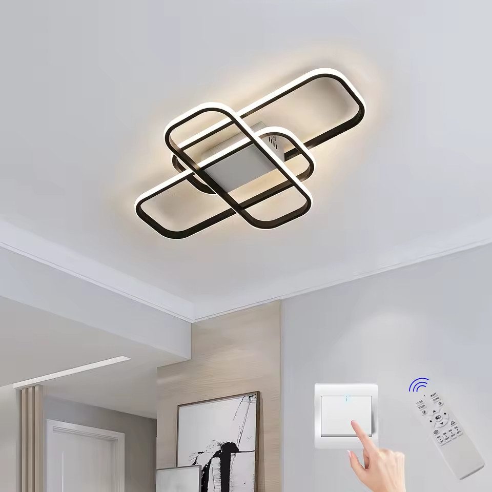 Athlix Deckenleuchte LED Deckenleuchte mit Fernbedienung dimmbar 3000–6500K einstellbar, LED fest integriert, Tageslichtweiß, 55 x 35 x 7cm, Stufenlos dimmbar, 44W