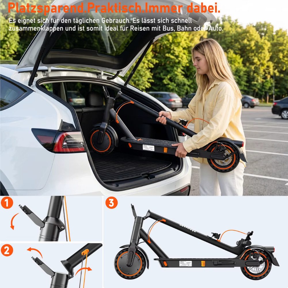 Athlix E-Scooter T3 ABE faltbarer E-Scooter mit Straßenzulassung 3 Modi 8,5 Zoll Räder, 20 km/h, Stoßdämpfendes Fahrwerk, Schneller Faltmechanismus – Bild 5 von 5