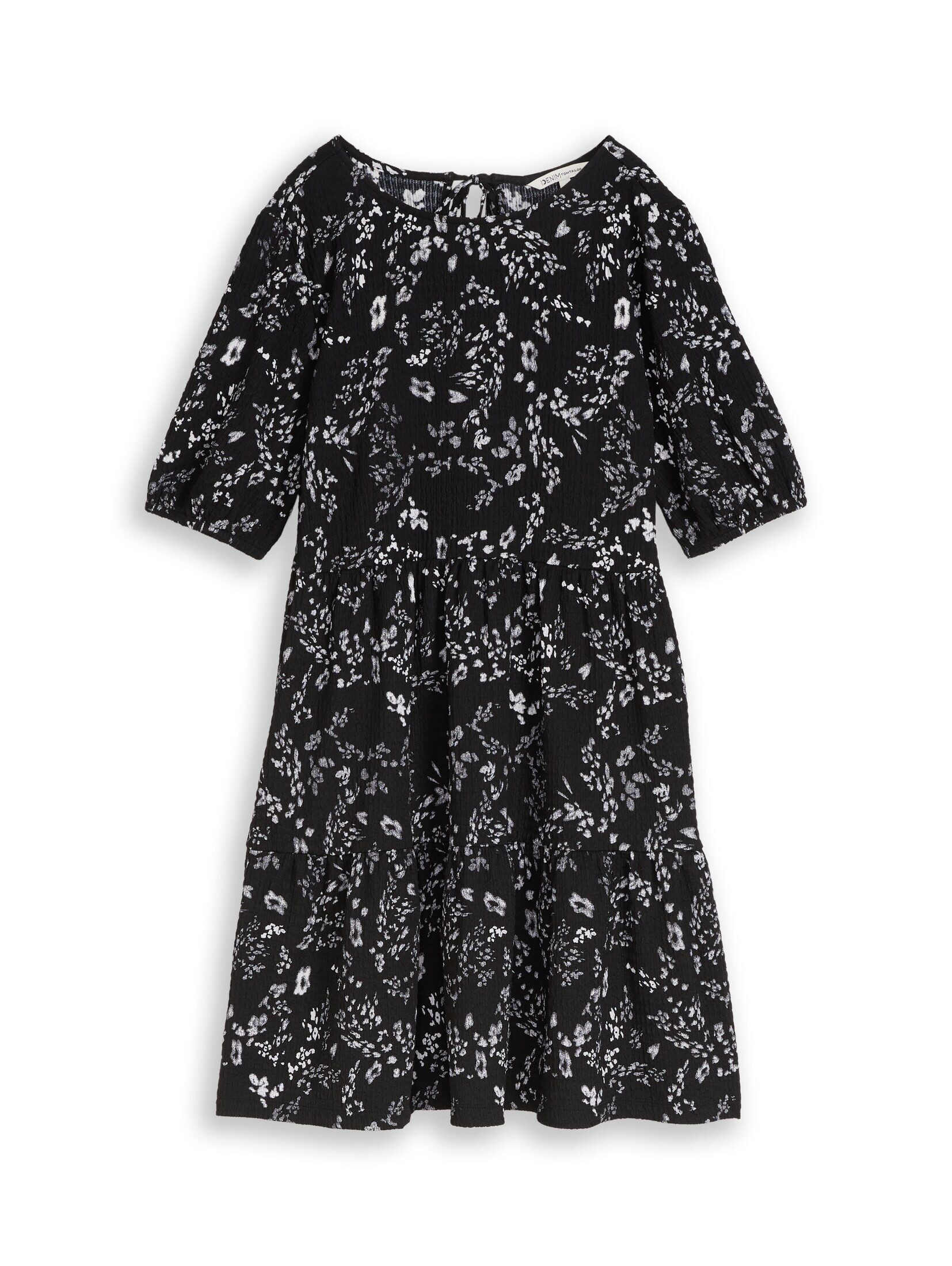 TOM TAILOR Denim Sommerkleid Kleider & Jumpsuits Crinkle Mini-Kleid mit Blumenmuster