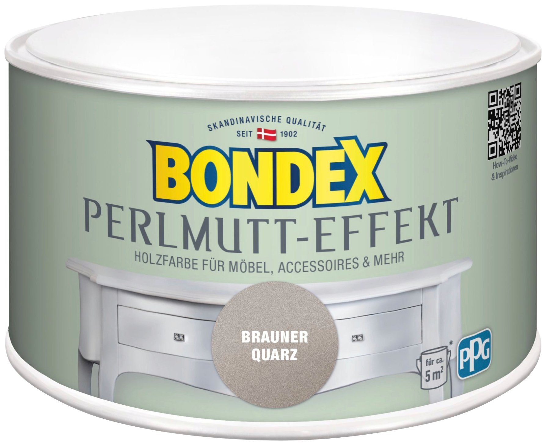 Bondex Bastelfarbe PERLMUTT-EFFEKT, Holzfarbe für Möbel & Accessoires, 0,5 l Brauner Quarz