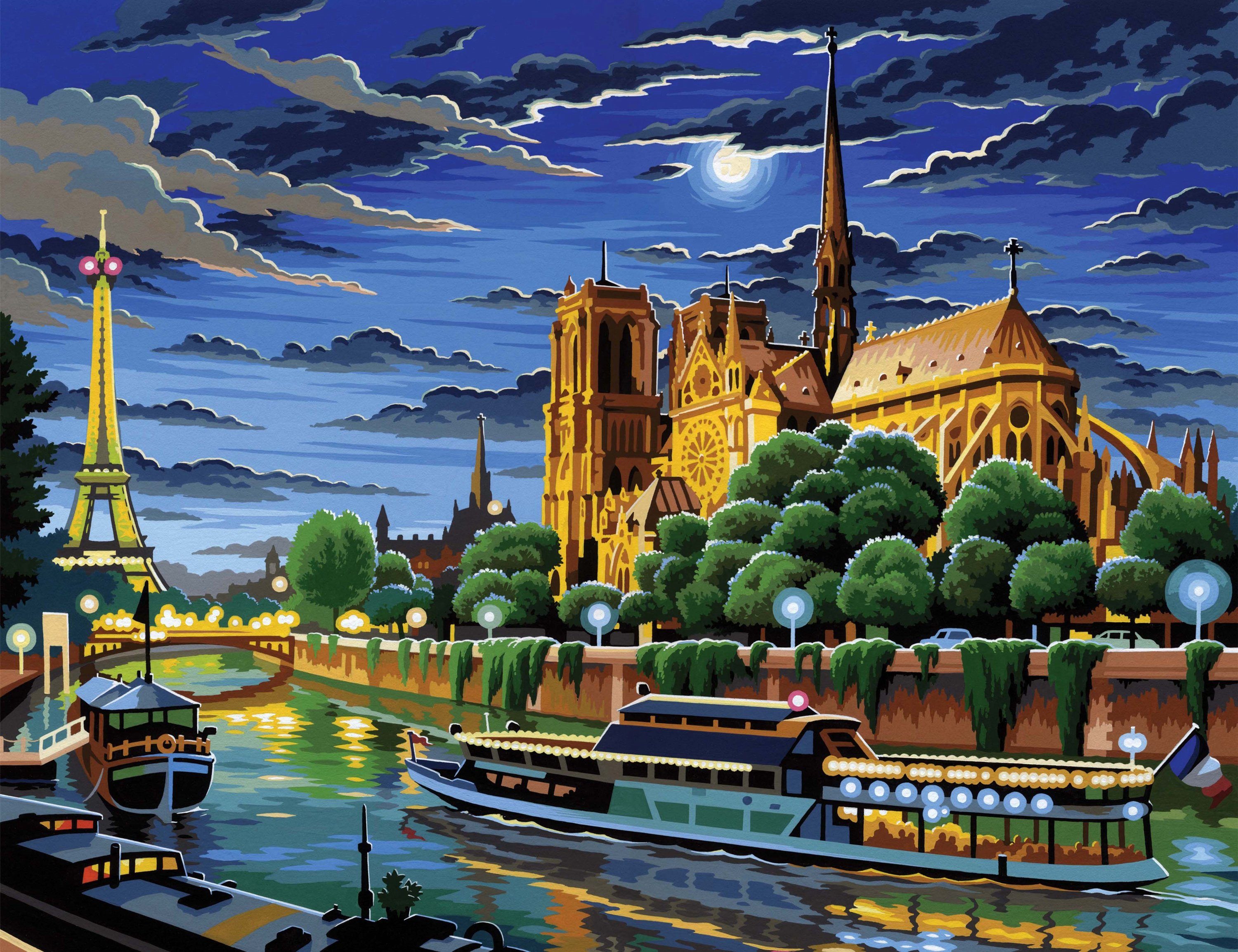 MAMMUT Spiel und Geschenk Malvorlage Раскрась по номерам Paris, 38,2 x 29,2 cm