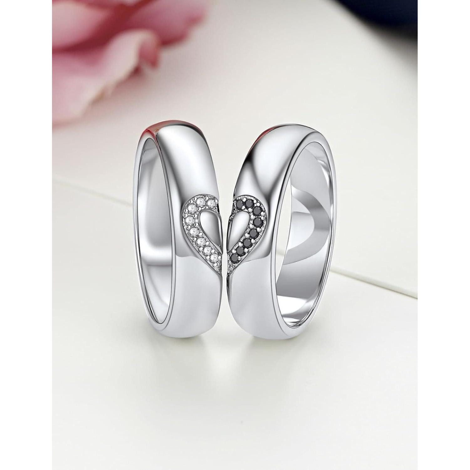 LuxusKollektion Partnerring Partnerring Ehering Silber Valentinstag Geschenkbox Schwarz 60