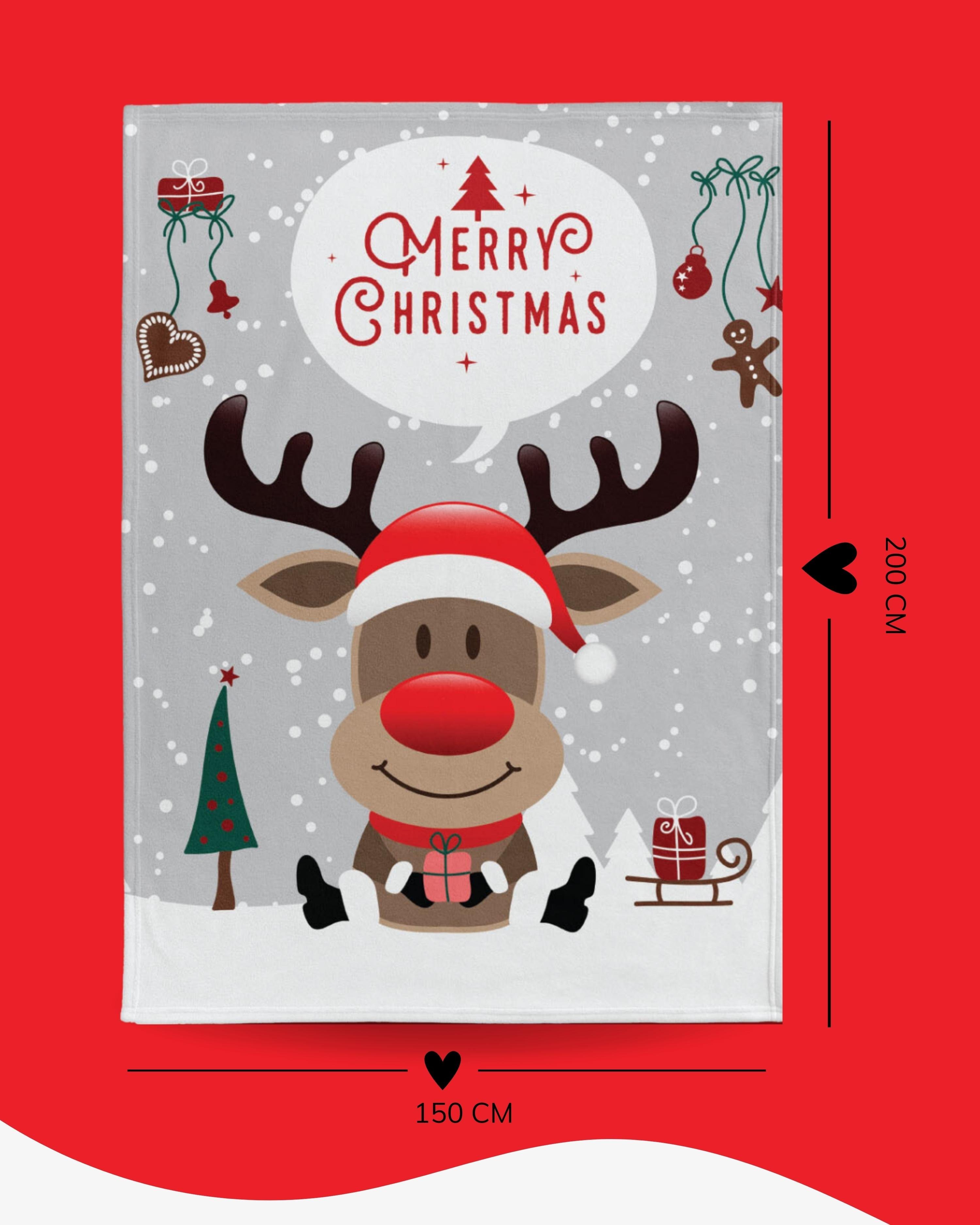 Wohndecke Merry Christmas flauschig 150x200 cm, Geschenk für Frauen und Männer, MTOnlinehandel, Sofa Decke, weich und kuschelig