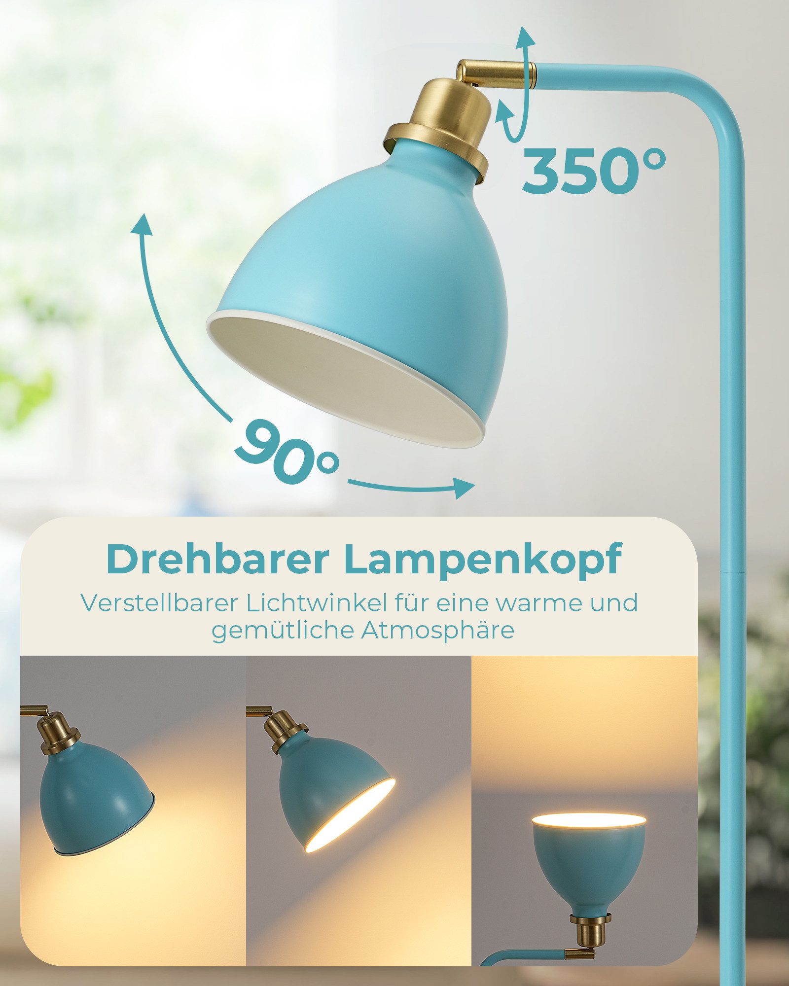 EDISHINE Stehlampe Wohnzimmer, LED wechselbar, warmweiß