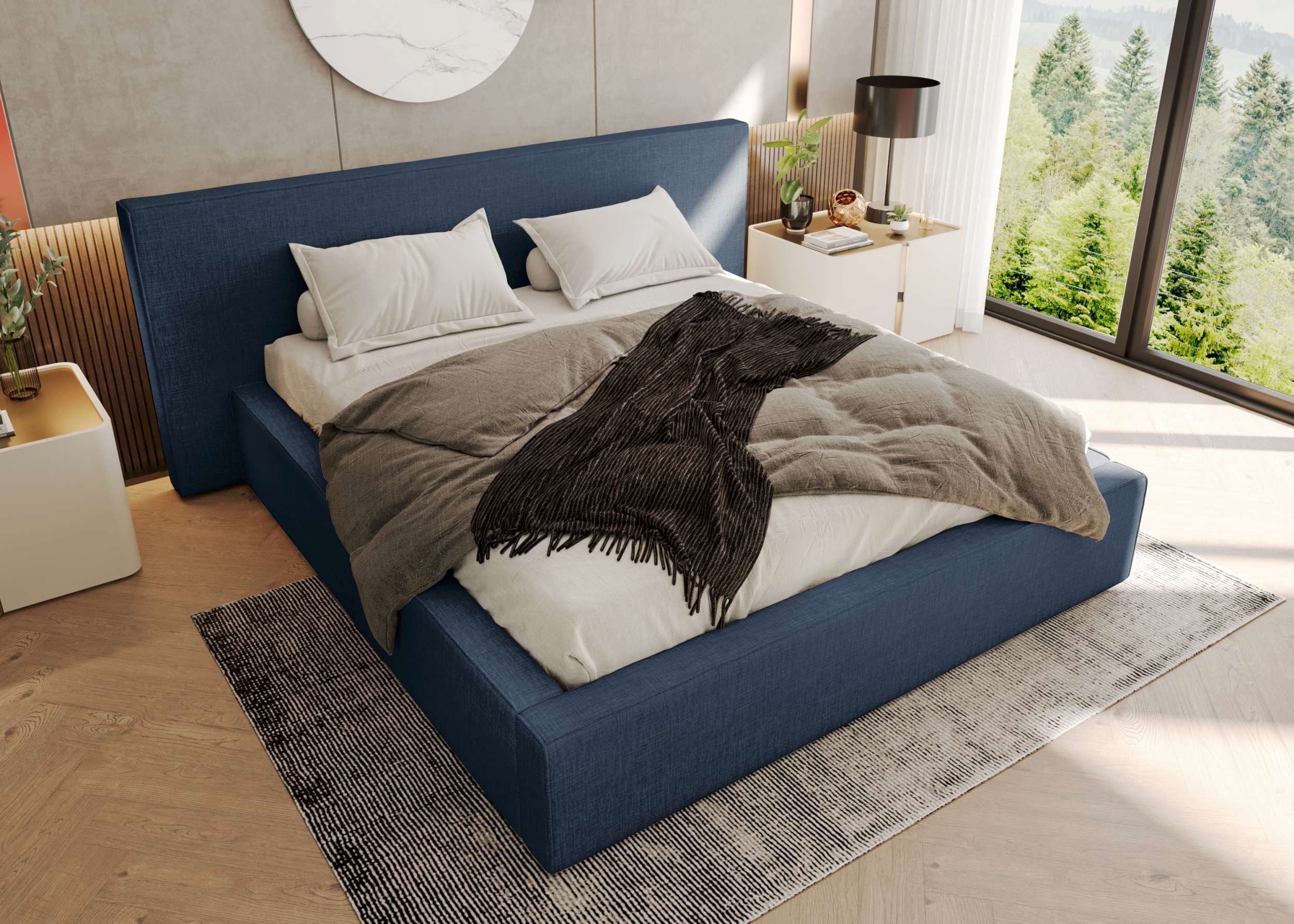 99rooms Polsterbett Tivio (Schlafzimmerbett, Polsterbett), 140–200x200 cm, Velours VOSS, mit Lattenrost & Bettkasten