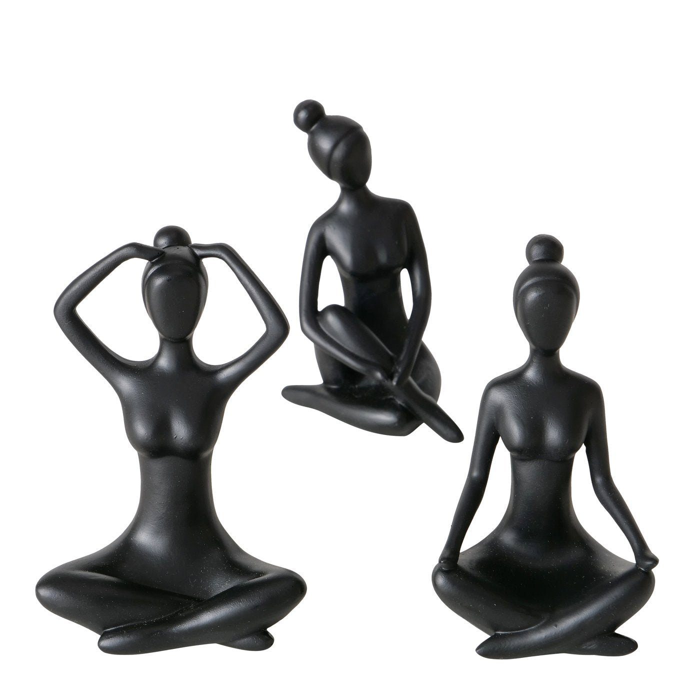 Dekoobjekt 3er Set Handgemachte Yoga Figuren Marie und ihre Yogapraxis in schwarz