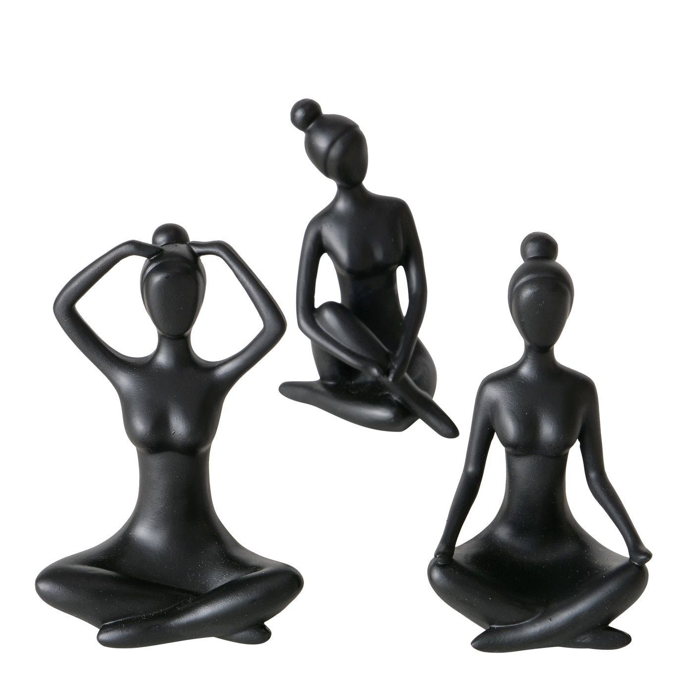 GILDE Dekoobjekt 3er Set Handgemachte Yoga Figuren Marie und ihre  Yogapraxis in schwarz