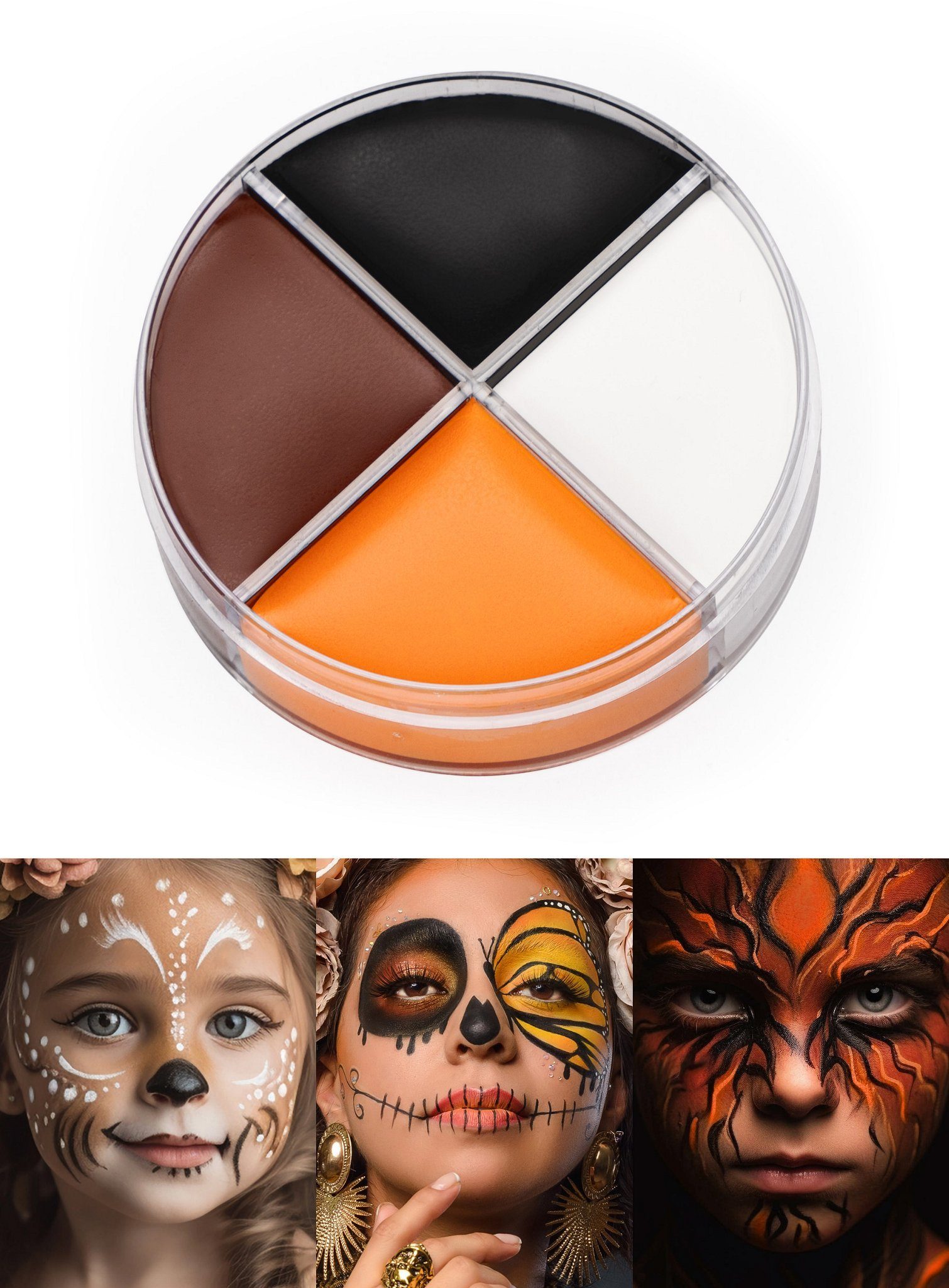 Kryolan GmbH Theaterschminke Creme Make-up braun-orange-schwarz-weiß 15 ml, Voll deckende Cremeschminke auf Wachsbasis für Tiere wie Reh, Fuchs