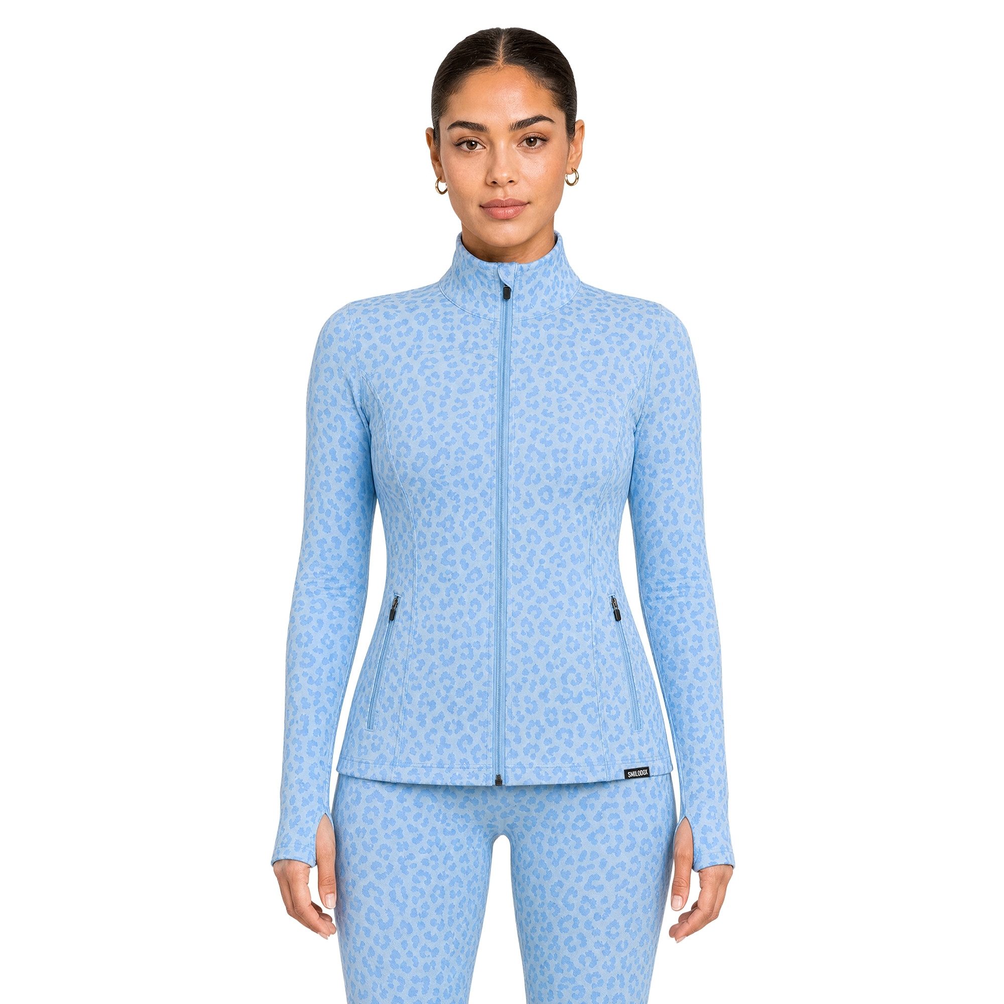 Smilodox Trainingsjacke Velvara, Sportjacke mit Leo-Muster, Sportjacke für Gym & Freizeit Leo-Print, elastisches Perfomance Material, Stehkragen, Fitness