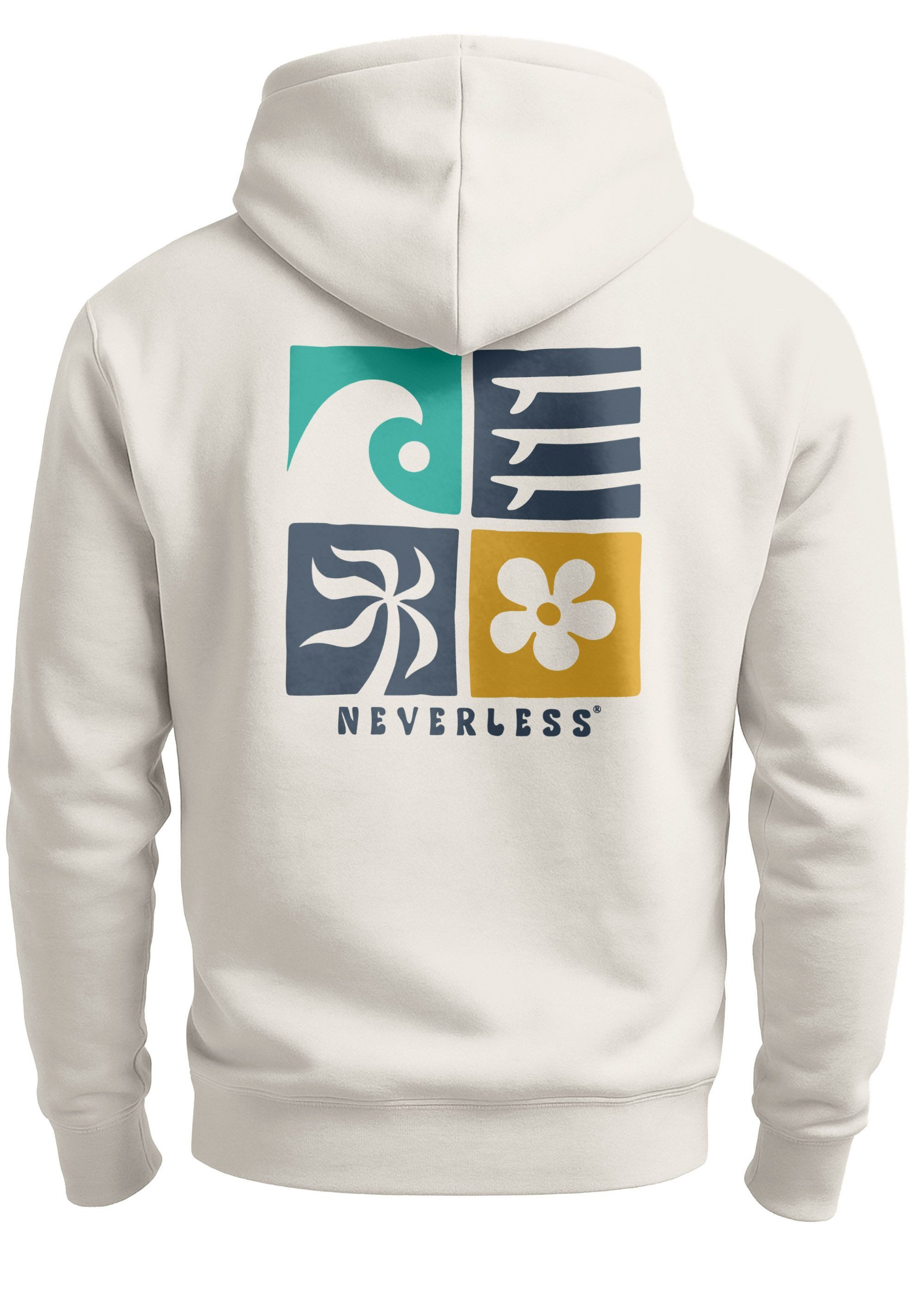 Neverless Hoodie Hoodie Backprint Herren Surfer Style Rückenaufdruck Icons Maritim