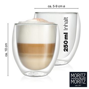 Moritz & Moritz Gläser-Set Moritz & Moritz Barista Roma 4 x 250 ml Doppelwand-Thermo-Gläser, Borosilikatglas, für Cappuccino Tee Heiß-und Kaltgetränke