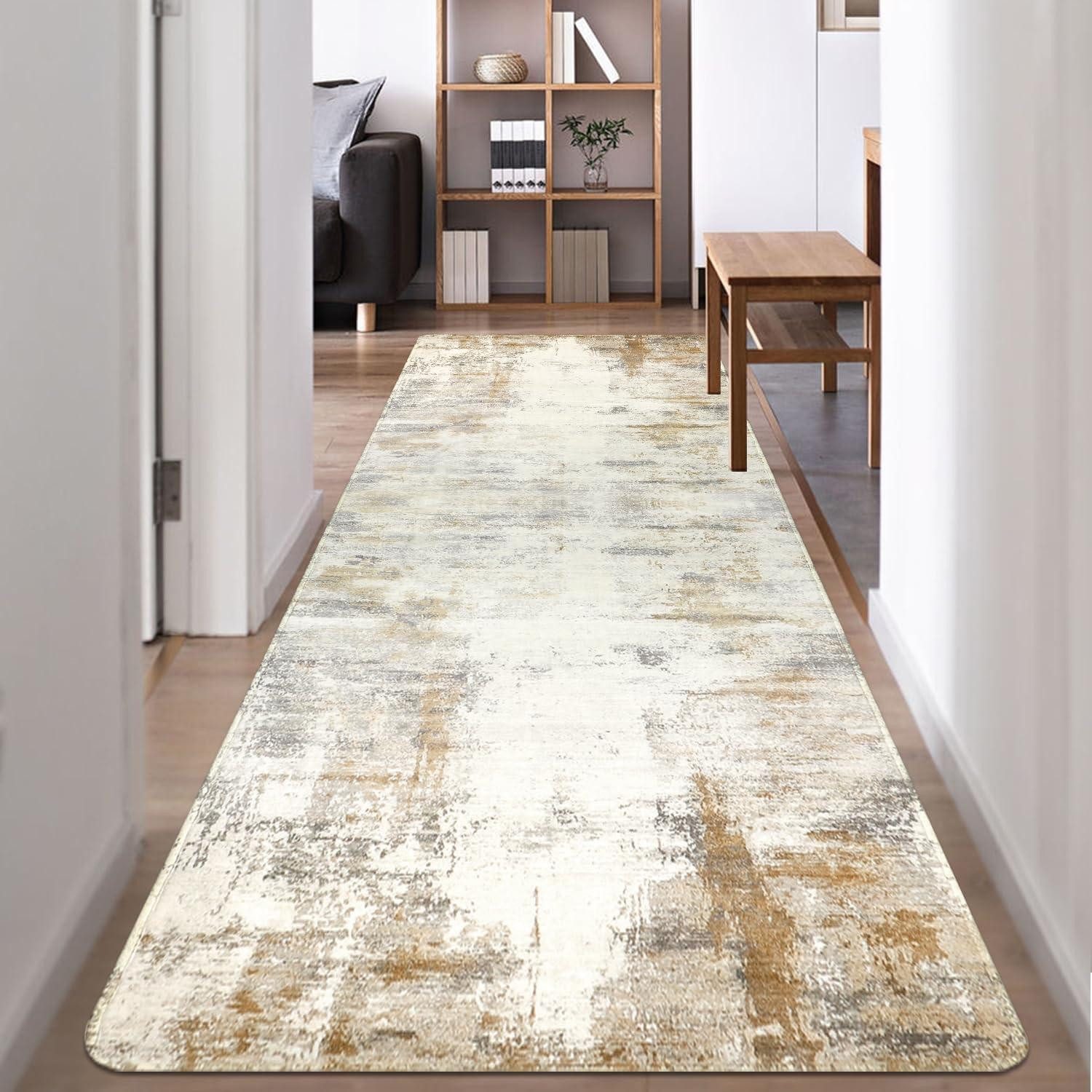 Famibay Läufer Teppich Läufer 80x300cm Beige rutschfest waschbar modern Läufer Lang