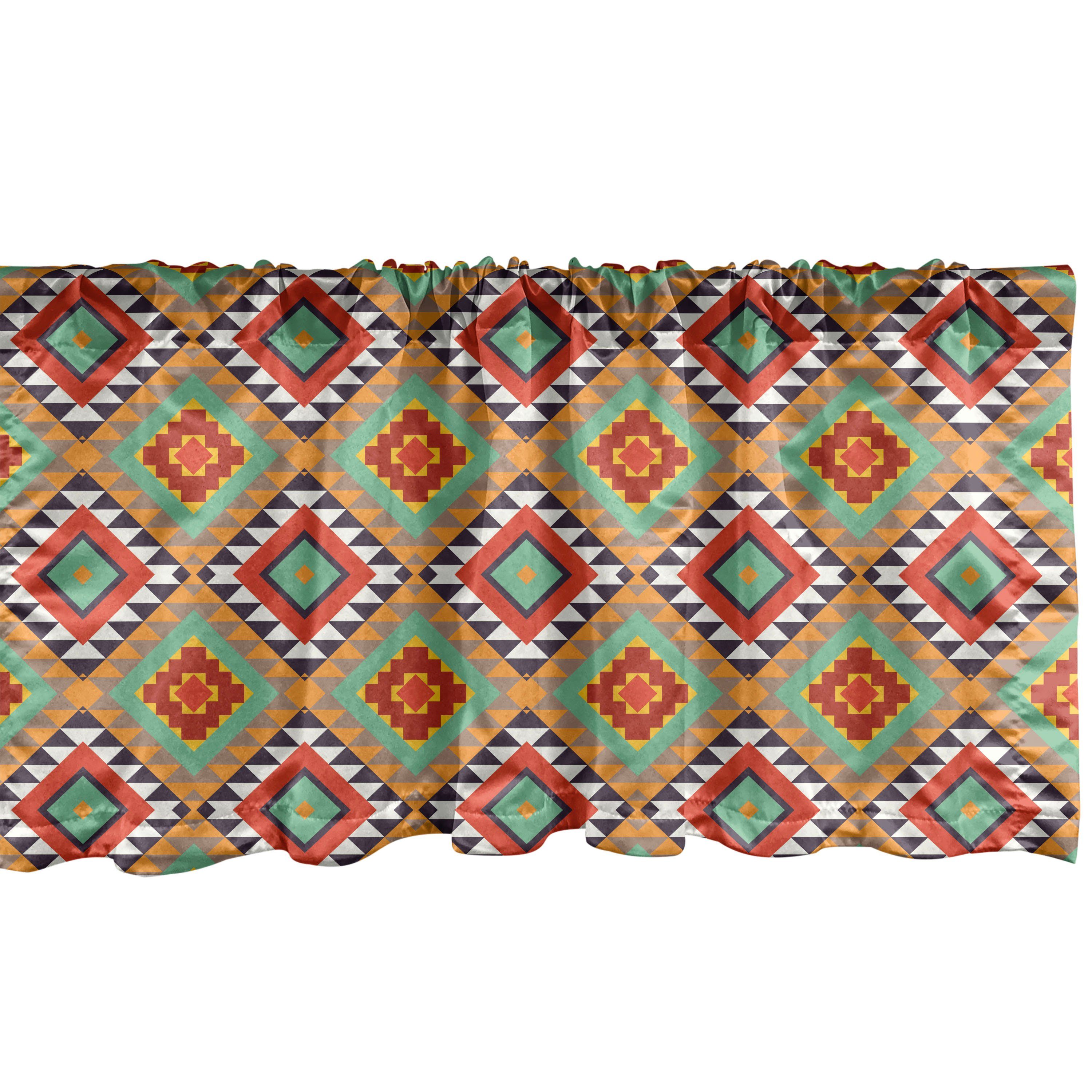 Scheibengardine Vorhang Volant für Küche Schlafzimmer Dekor mit Stangentasche, Abakuhaus, Microfaser, Ethnisch geometrische Motive