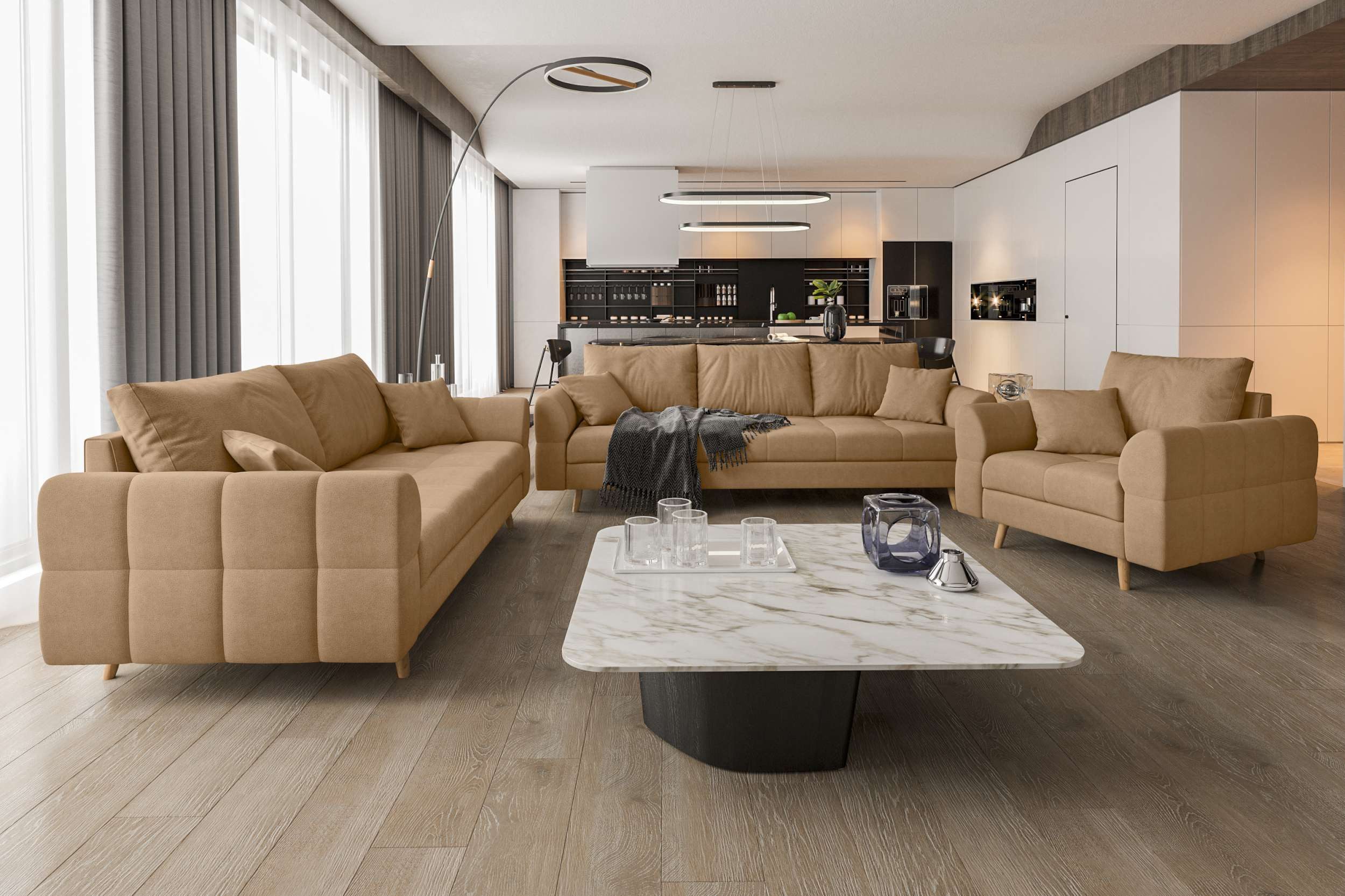 99rooms Polstergarnitur Bello, (Couchgarnitur, Set (3-tlg), günstig online kaufen