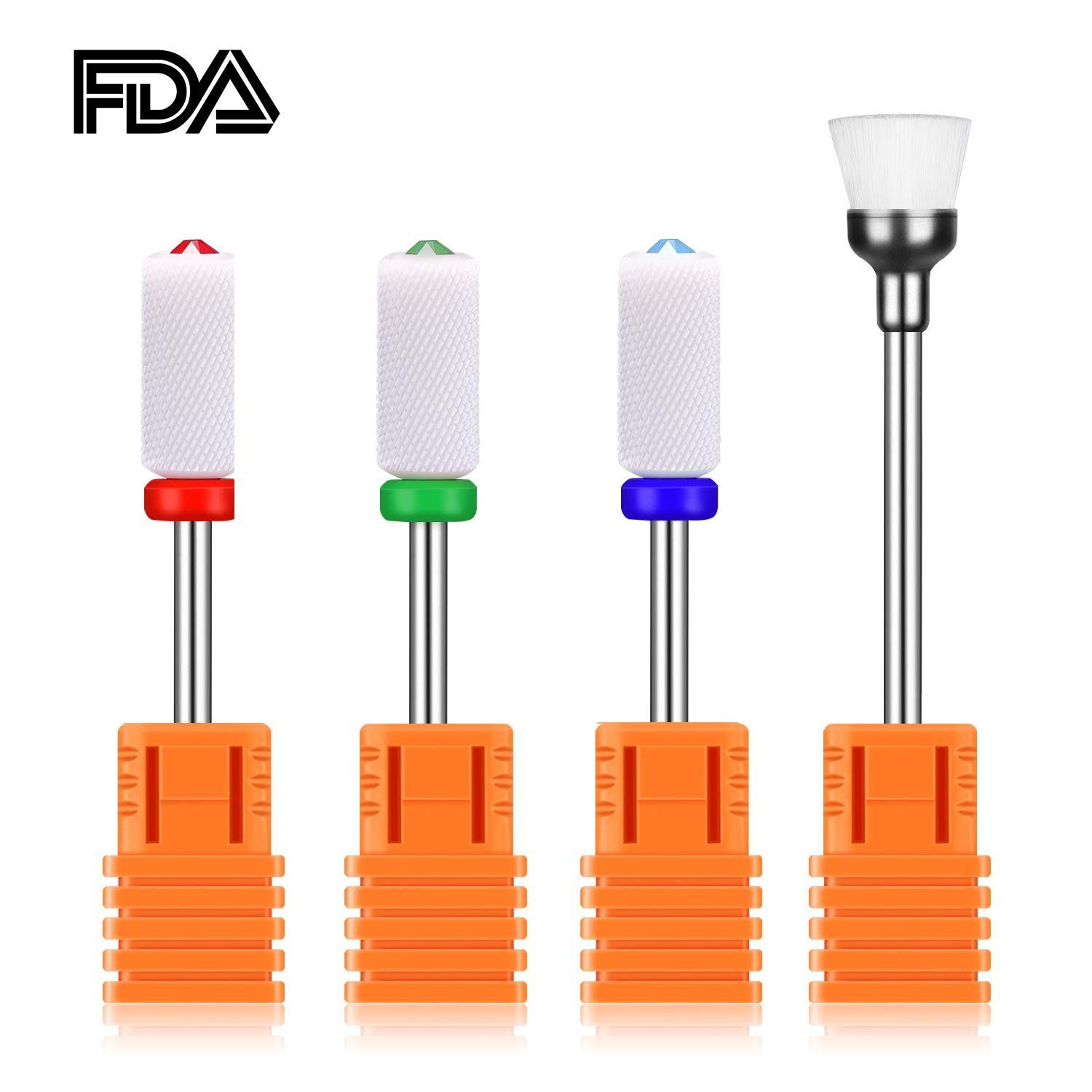 JCMaster Maniküre-Pediküre-Set, 4x Nagelfräser Aufsätze inkl 1x Halterung