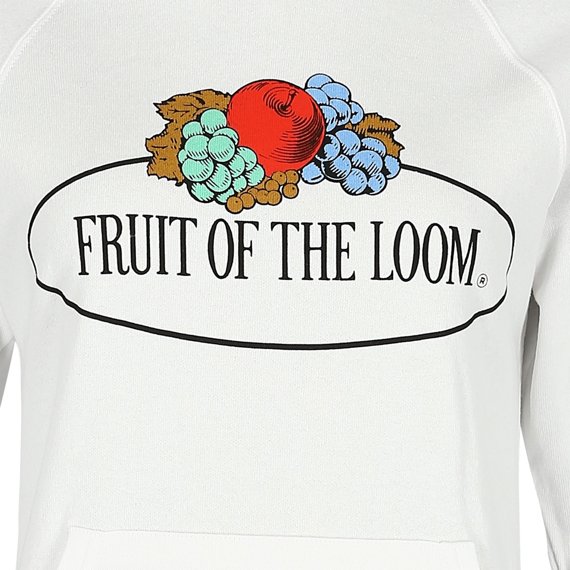 Fruit of the Loom weiß Vintage-Logo Damen leichter Kapuzenpullover mit Kapuzensweatshirt
