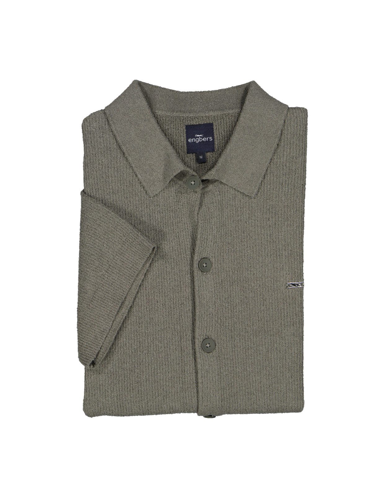Kurzarmhemd Herren Kurzarm-Hemd uni, Oliv