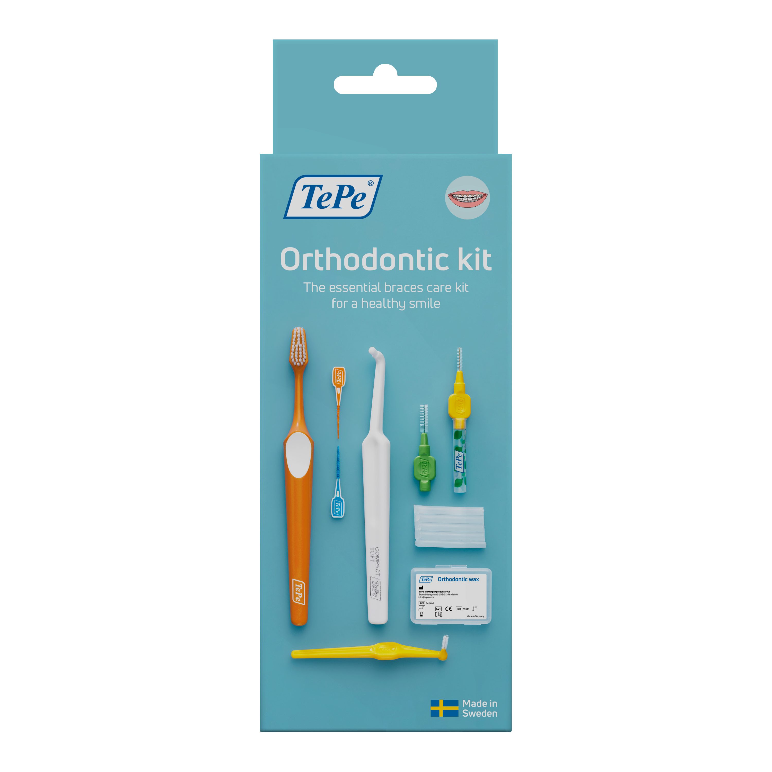 TePe Interdentalbürsten 1x TePe Zahnspangen-Pflegeset Orthodontic Kit, Optimale Pflege der Zahnzwischenräume