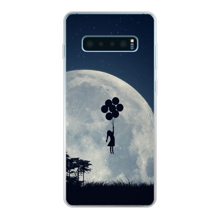 MuchoWow Handyhülle Mond - Mädchen - Nacht Phone Case Handyhülle Samsung Galaxy S10+ Silikon Schutzhülle