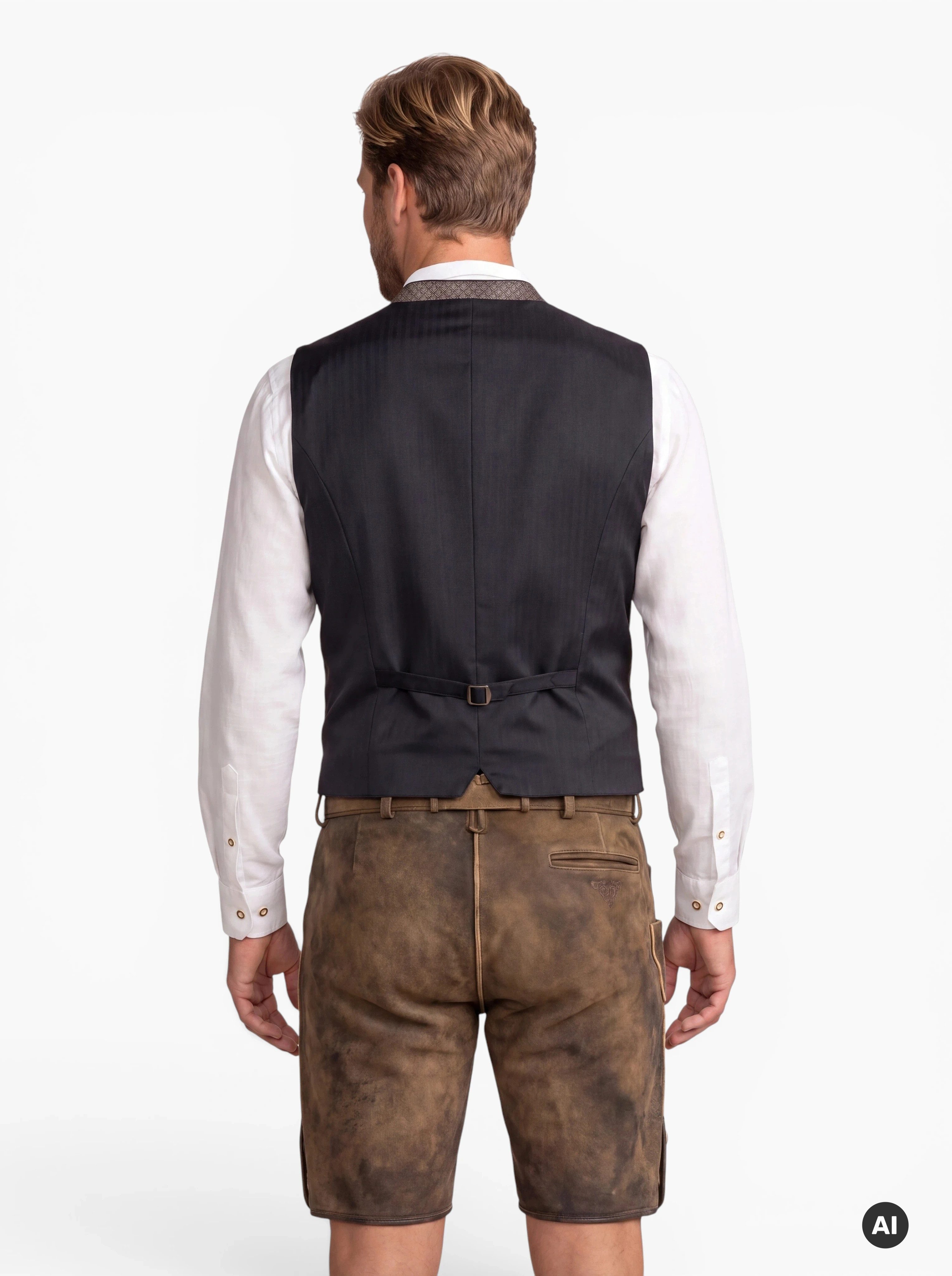 KRÜGER BUAM Trachtenweste Bertin Gilet Weste mit Geweihmuster, Stehkragen und Metallknöpfen – Bild 4 von 5