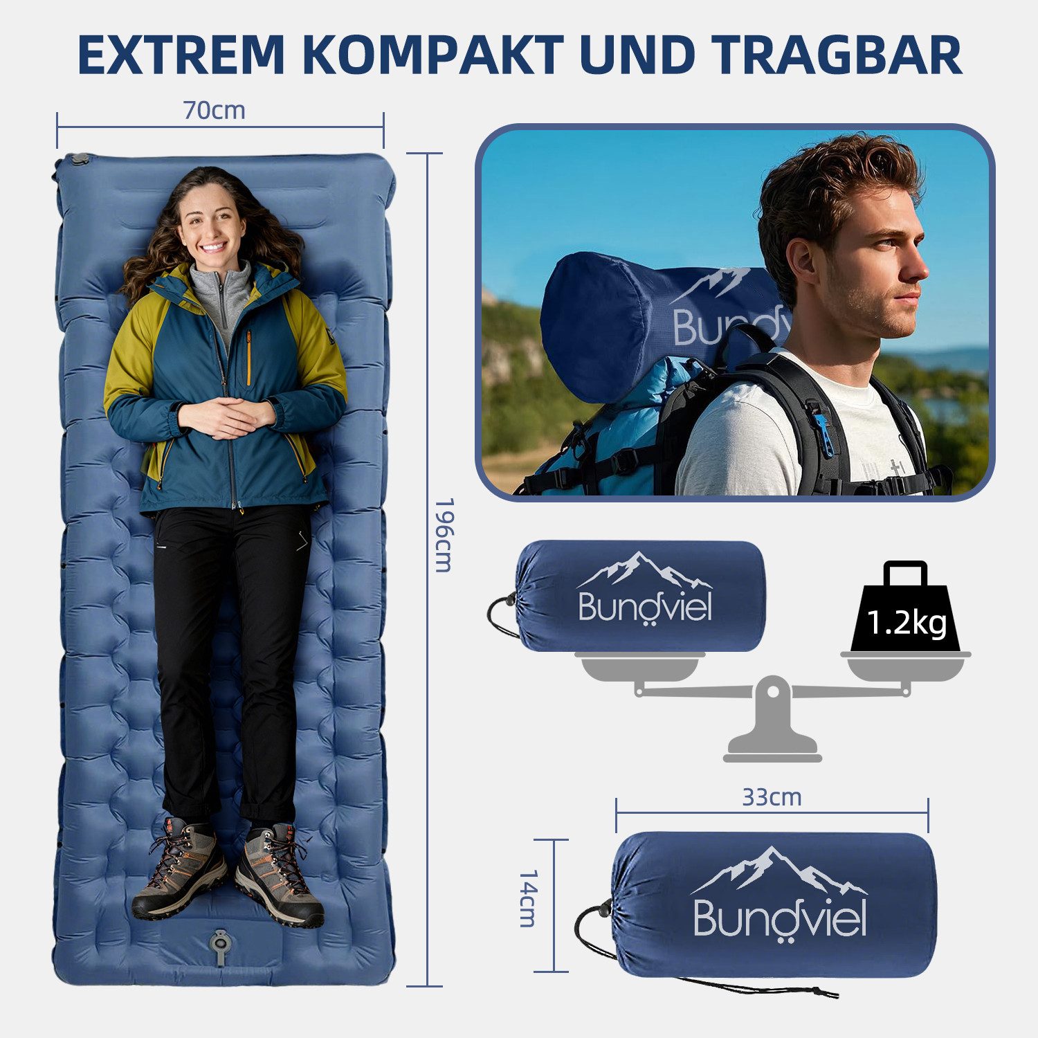 Bundviel Luftbett Camping Selbstaufblasend 12cm Dicke Luftmatratze Utraleic günstig online kaufen