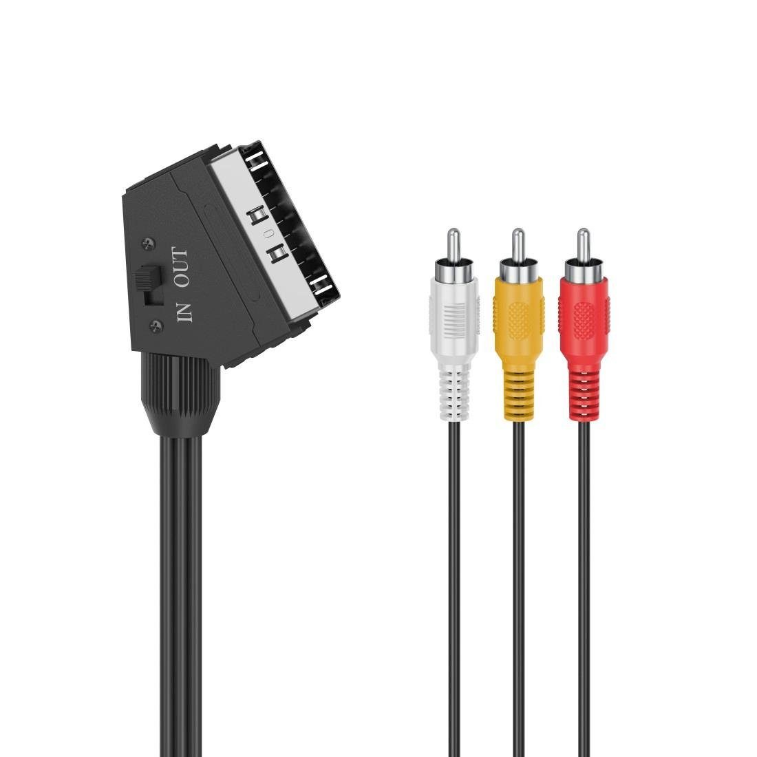 Video-Kabel, Scart-Stecker - 3 Cinch-Stecker (Video/Stereo), 1,5 m Video-Kabel