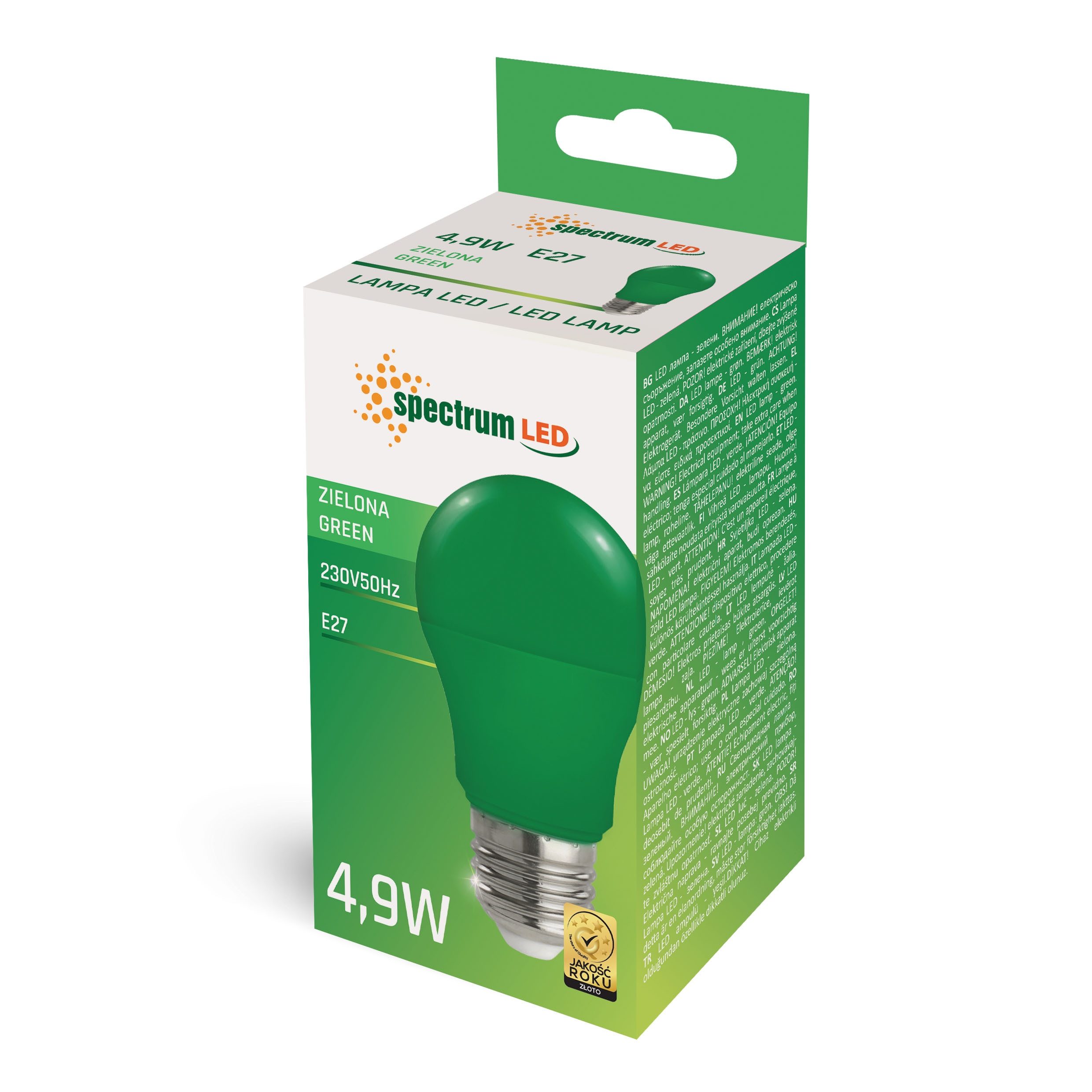 Spectrum LED-Leuchtmittel LED E27 A50 Farbig Bunt 4,9W Birnenform 270° Lichterkette Deko GRÜN, E27, Grün, De