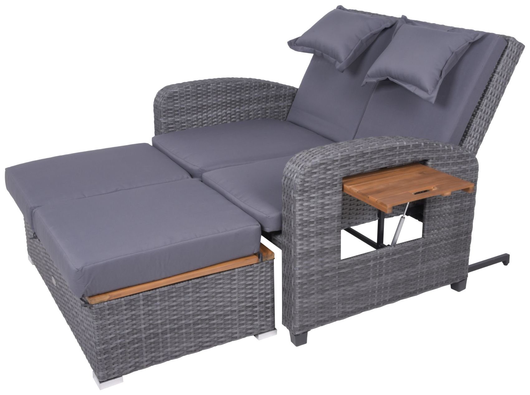 Garden Pleasure Gartenlounge-Set Gartensofa Funktionssofa BARI mit  Liegefunktion und Klapptisch, einschiebbar