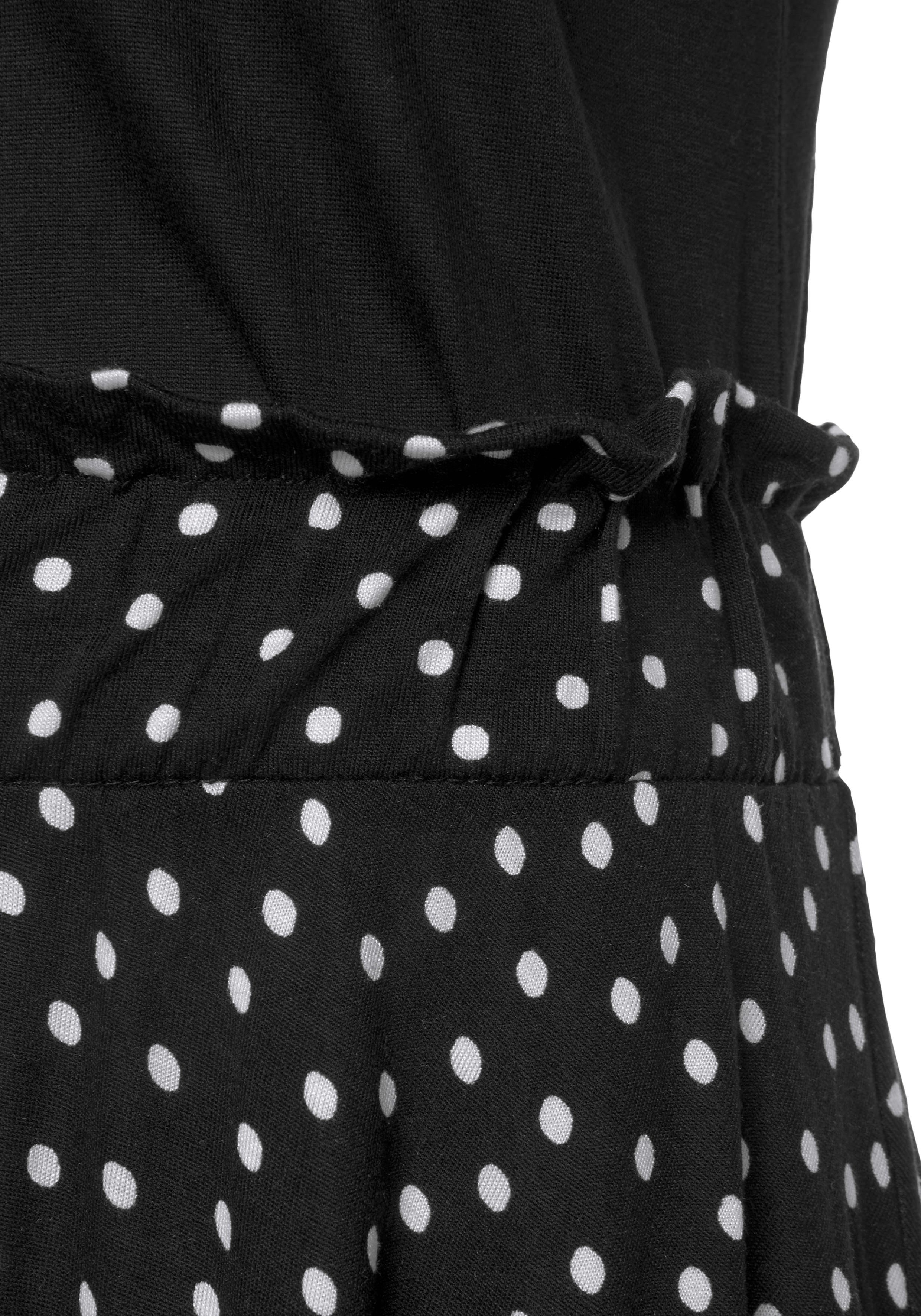 Beachtime by Lascana Jerseykleid mit Rüschenkante in der Taille, Rock mit Taschen, sommerlich Legeres Sommerkleid mit Polka-Dots, Strandkleid aus Viskosejersey – Bild 5 von 5