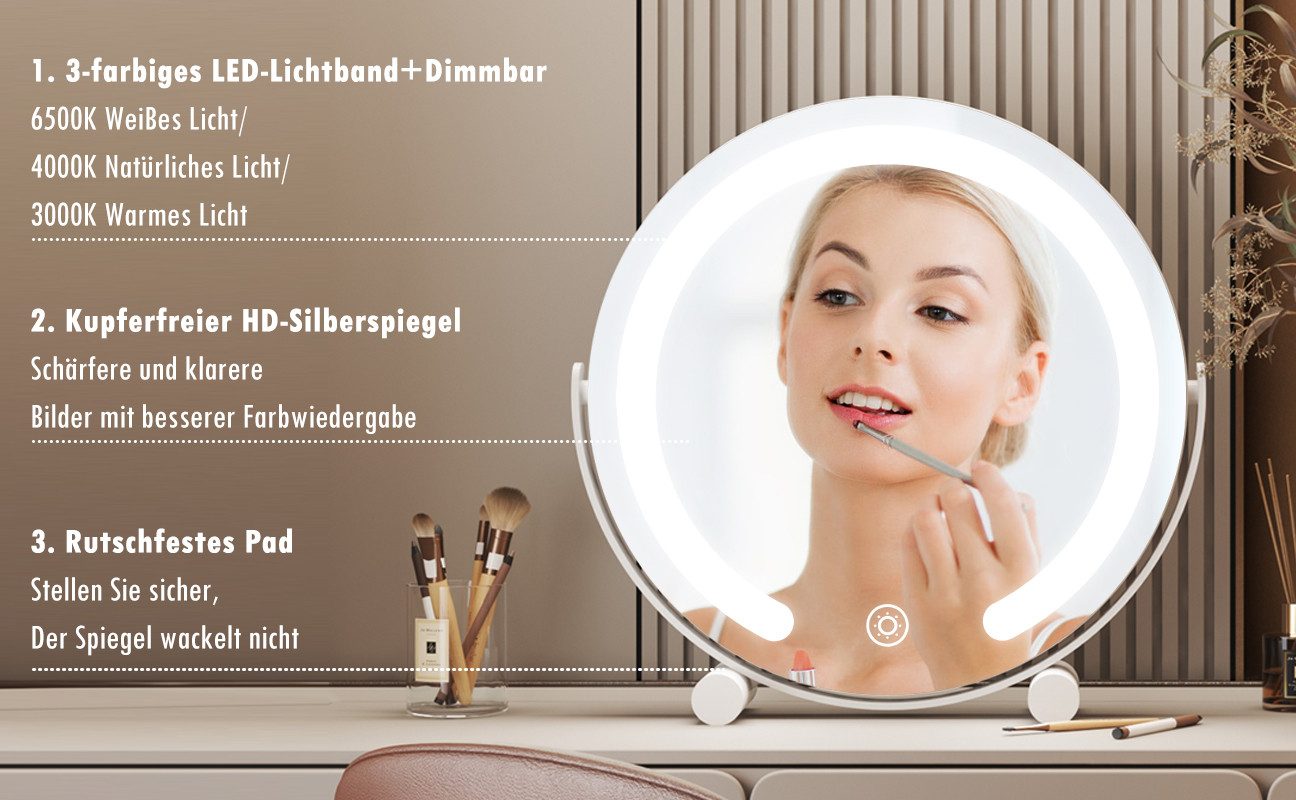 WDWRITTI Schminkspiegel Kosmetikspiegel LED Tisch mit günstig online kaufen
