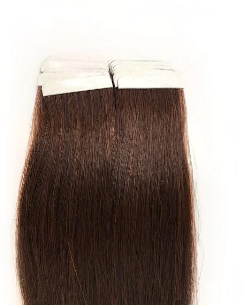 Haarwelten Deluxe Hair Extensions Echthaar-Extension Tape in Hair Echthaartapes, natur braun, Remy Haar für Haarextensions, 100% Echthaartresse für Extensions als Tape